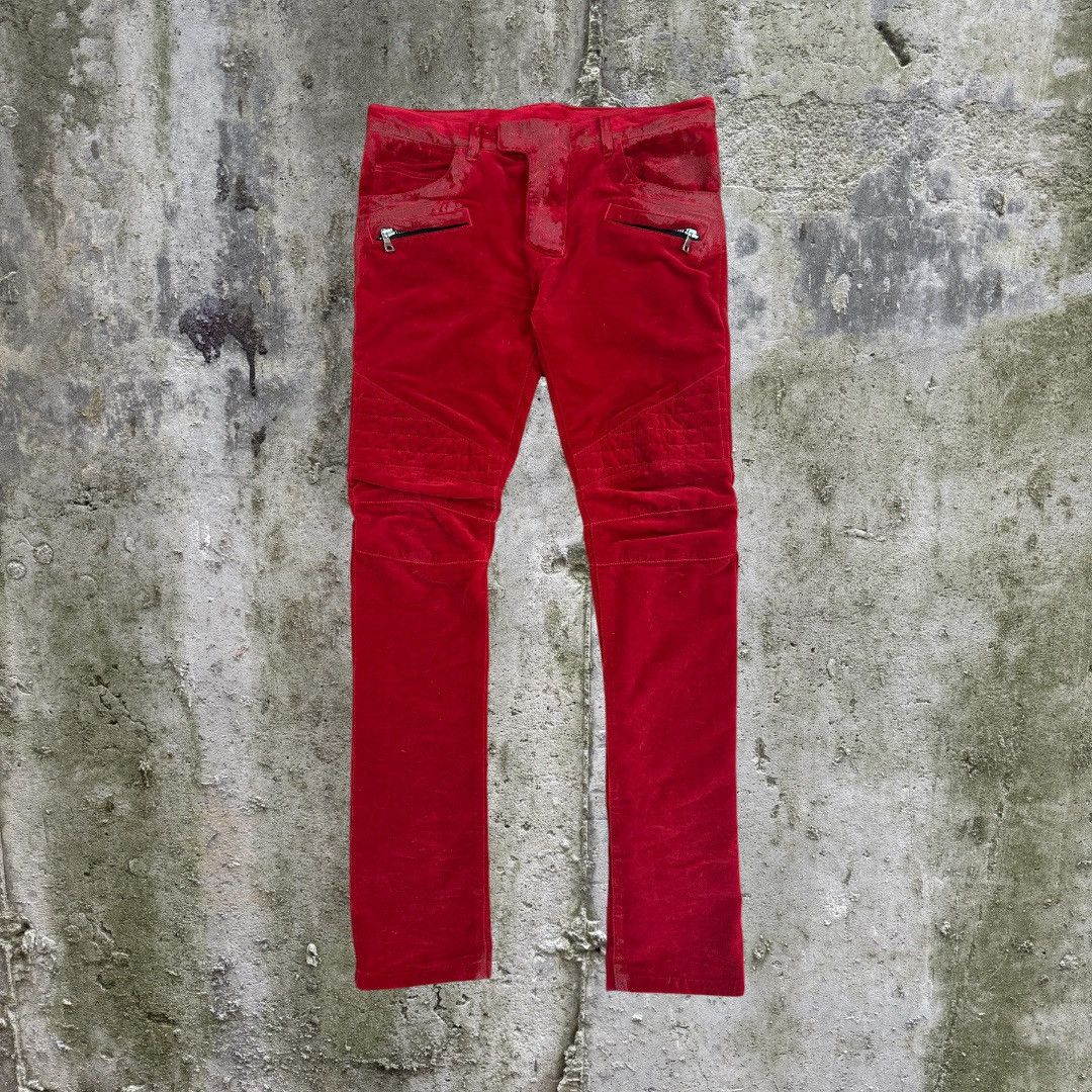 Balmain AW12 Balmain Decarnin Waxed Velour Runway Pants Size US 30 / EU 46 - 1 Thumbnail