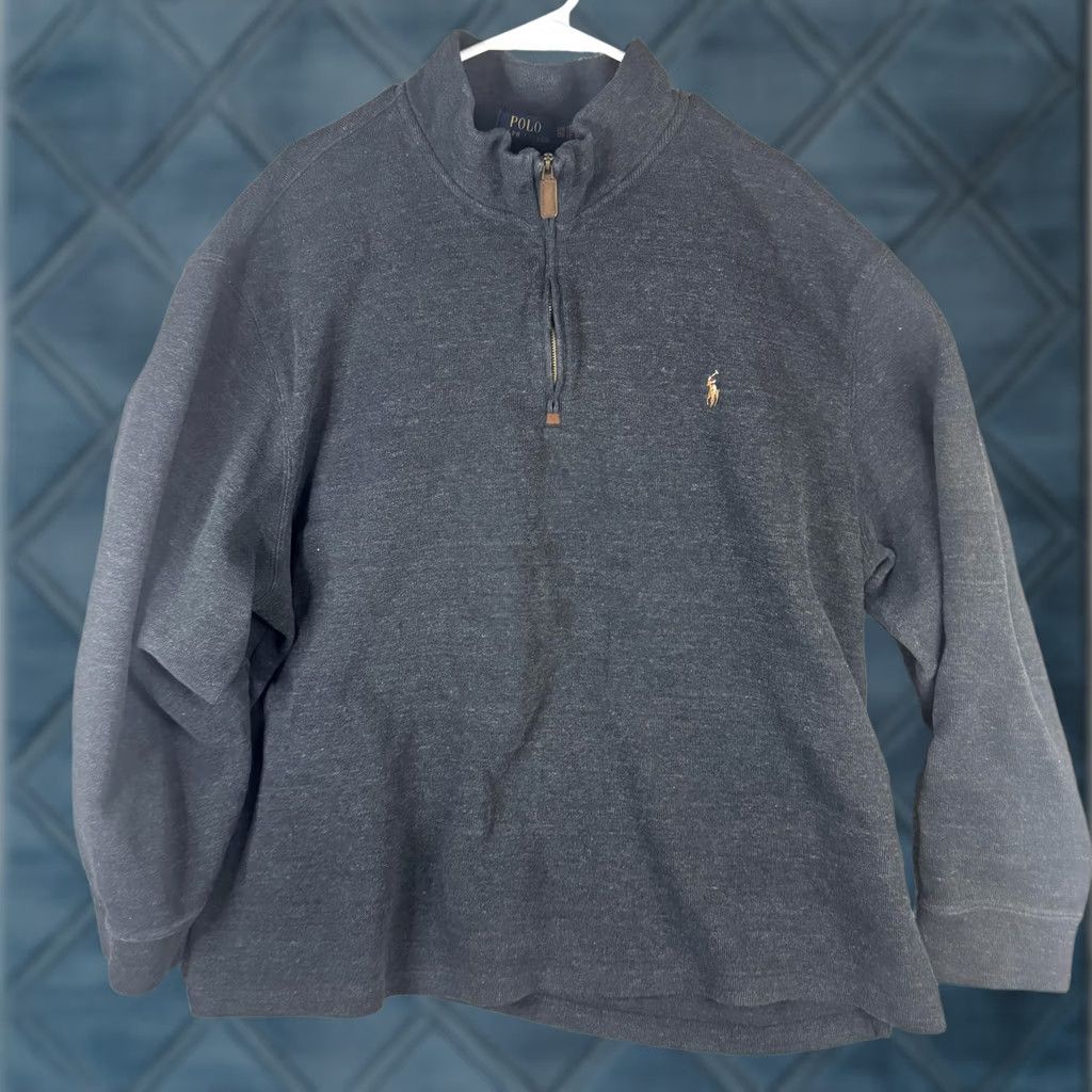 Polo Ralph Lauren Polo Ralph Lauren Sweatshirt Pullover 3X Big & Tall Gray Fleece 1/4 Zip Mock Neck Logo Men Size US XXL / EU 58 / 5 - 1 Thumbnail
