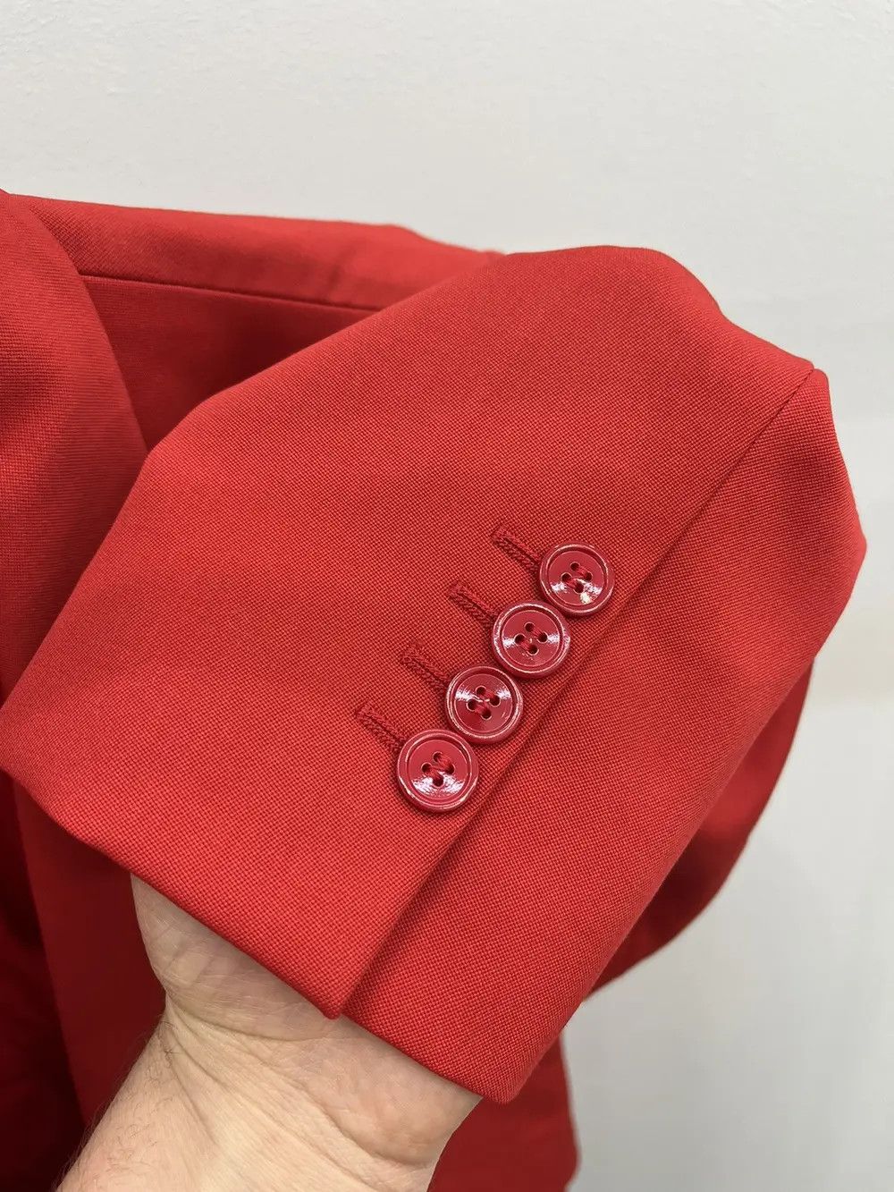 Alexander McQueen Alexander McQueen Single Button Red Wool Blazer Size XL / US 12-14 / IT 48-50 - 4 Thumbnail