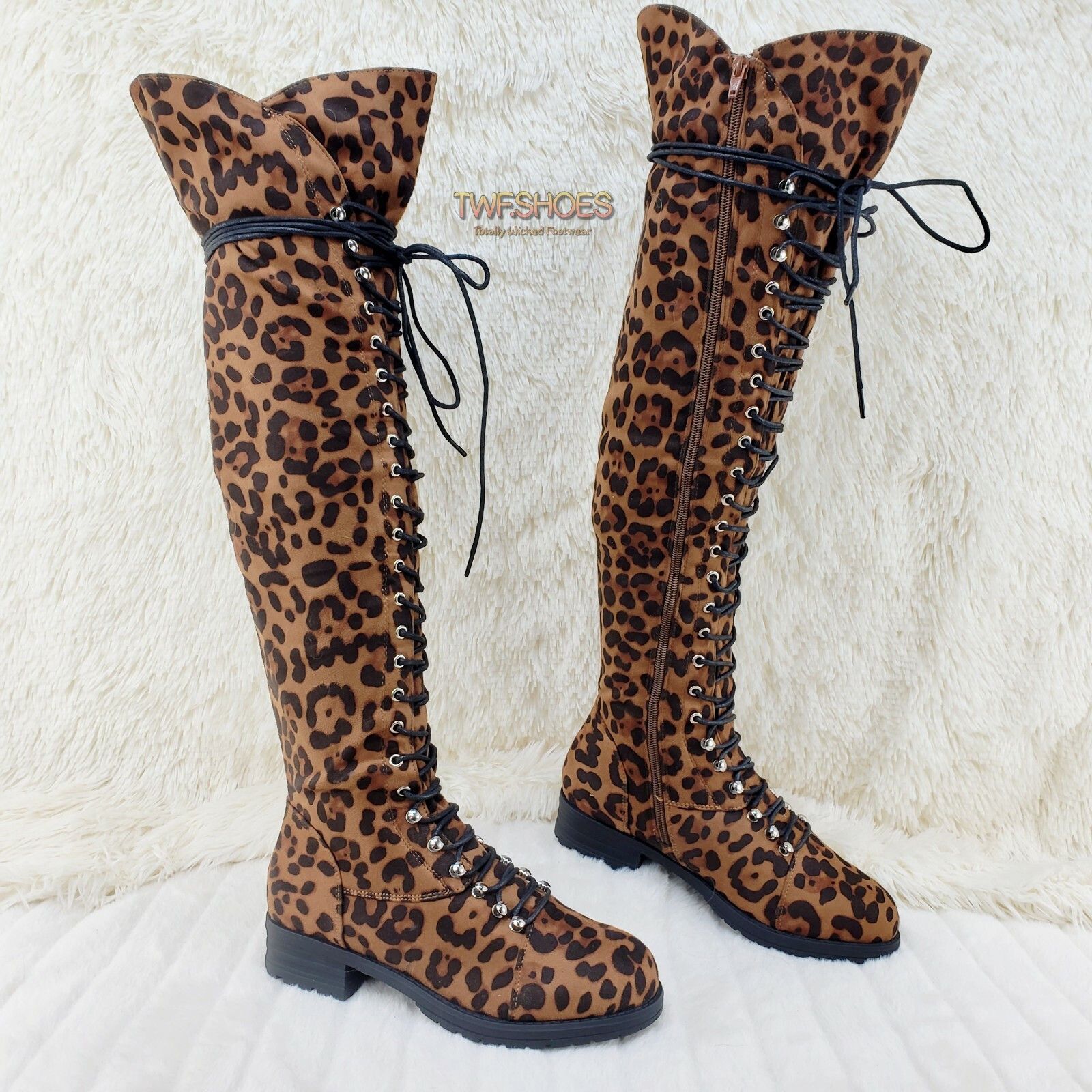 Other Ocho Leopard Nu-Buck Corset Lace Over the Knee Pirate Boot T Size US 10 / IT 40 - 7 Thumbnail