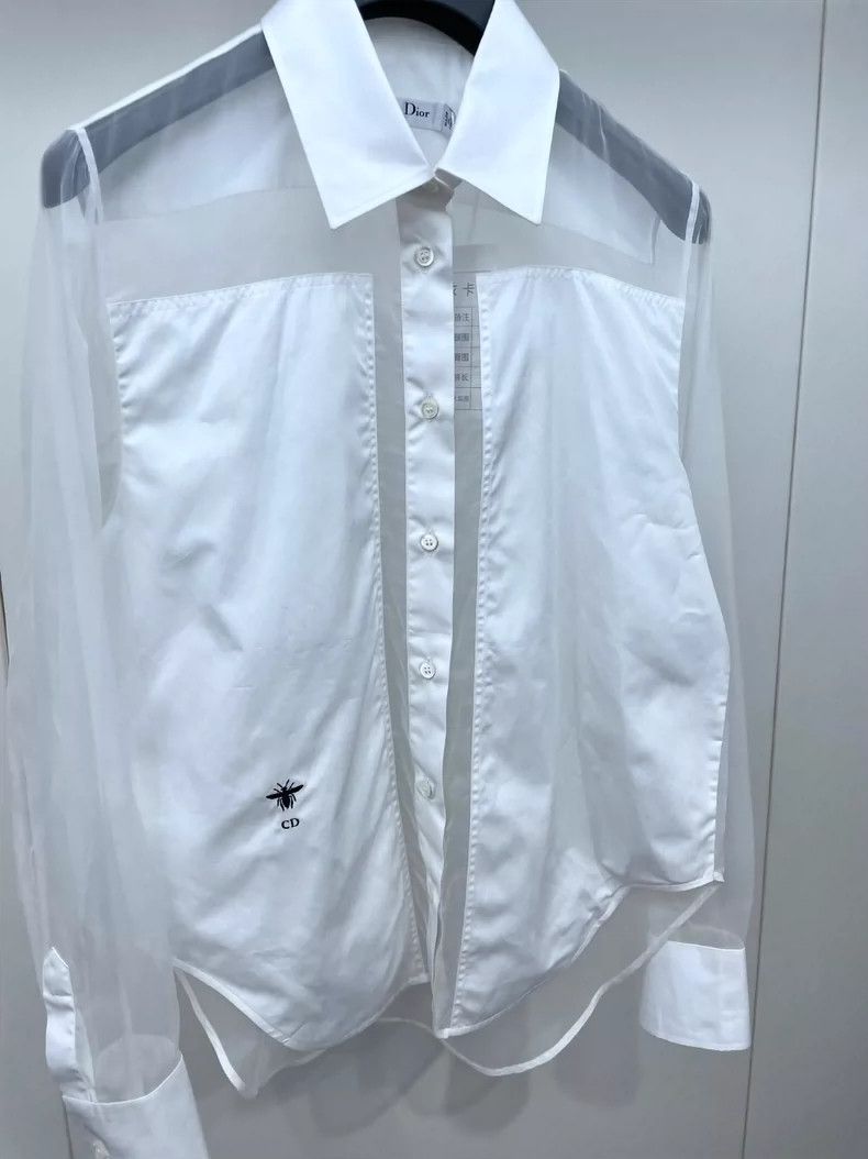 Dior Dior Embroidered bee mesh transparent stitching shirt 2504- Size XXS / US 00 / IT 34 - 8 Thumbnail