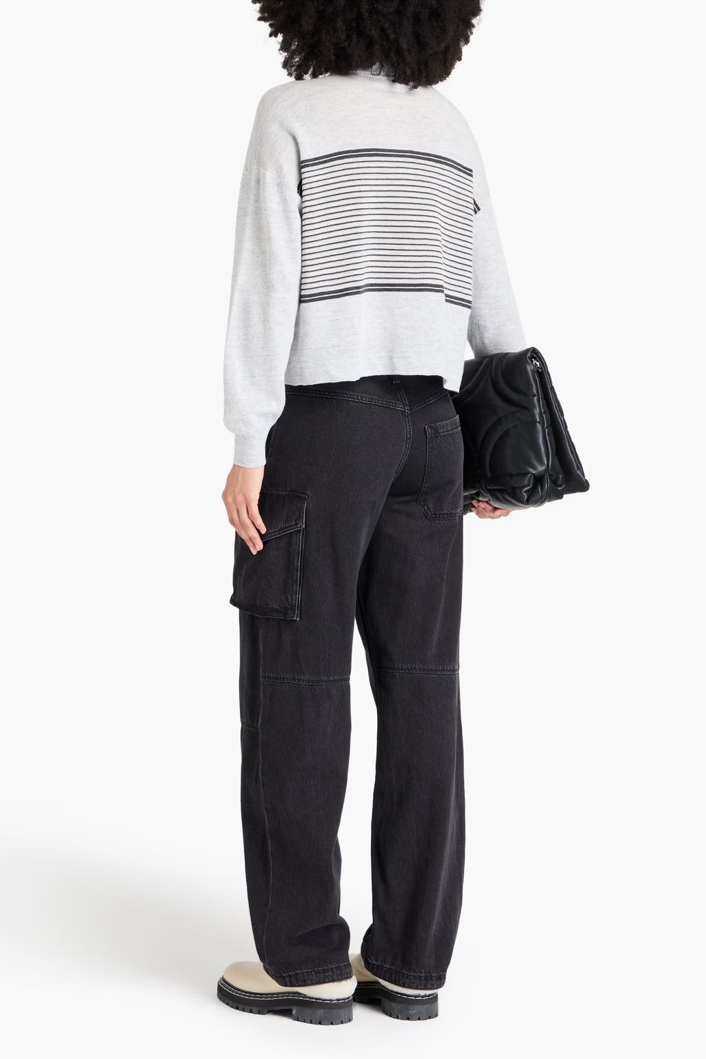 Brunello Cucinelli o1y0825 Polo Sweater in Light Gray/Black Size M / US 6-8 / IT 42-44 - 3 Thumbnail