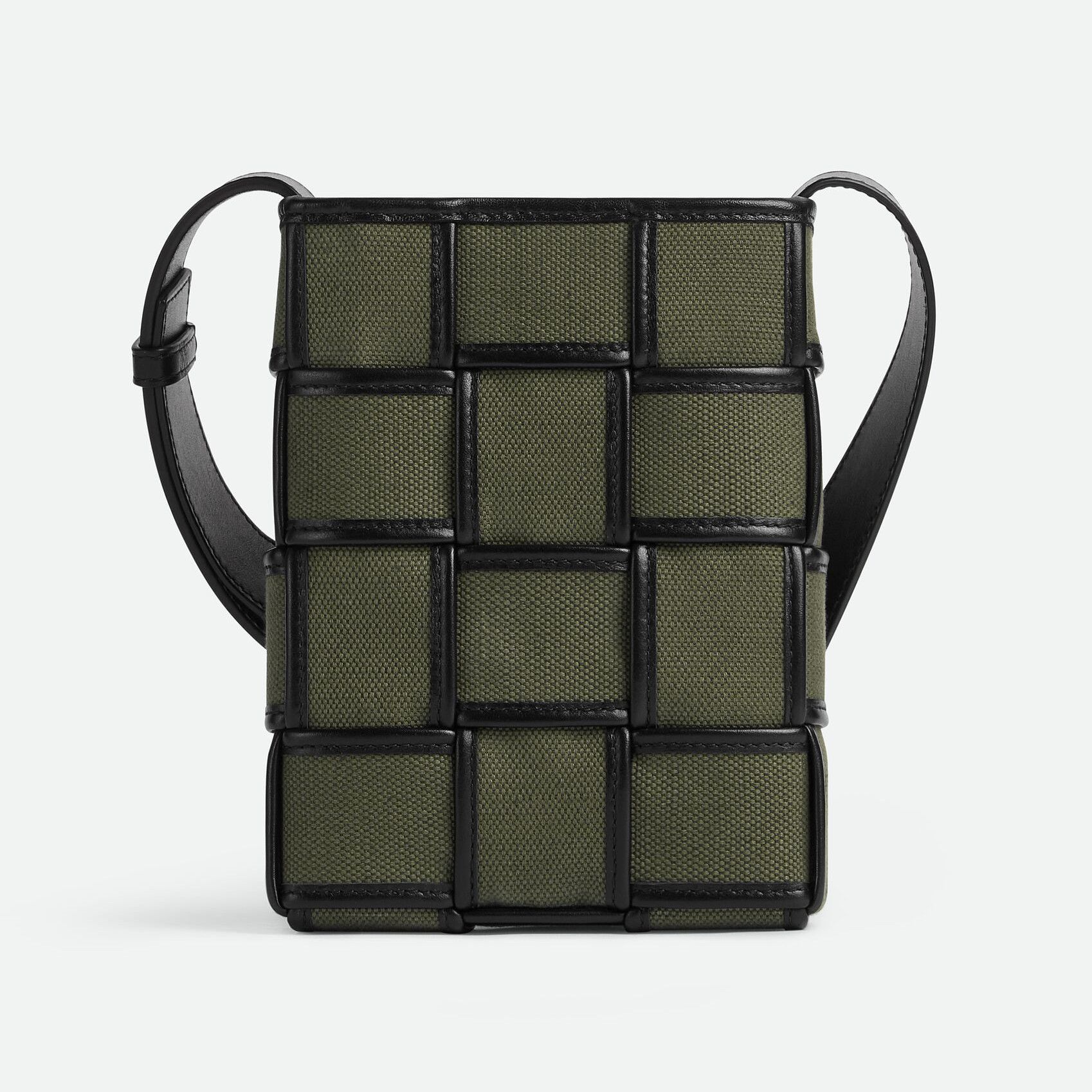 Bottega Veneta Cassette Green & Black Canvas Crossbody Bag, Men's