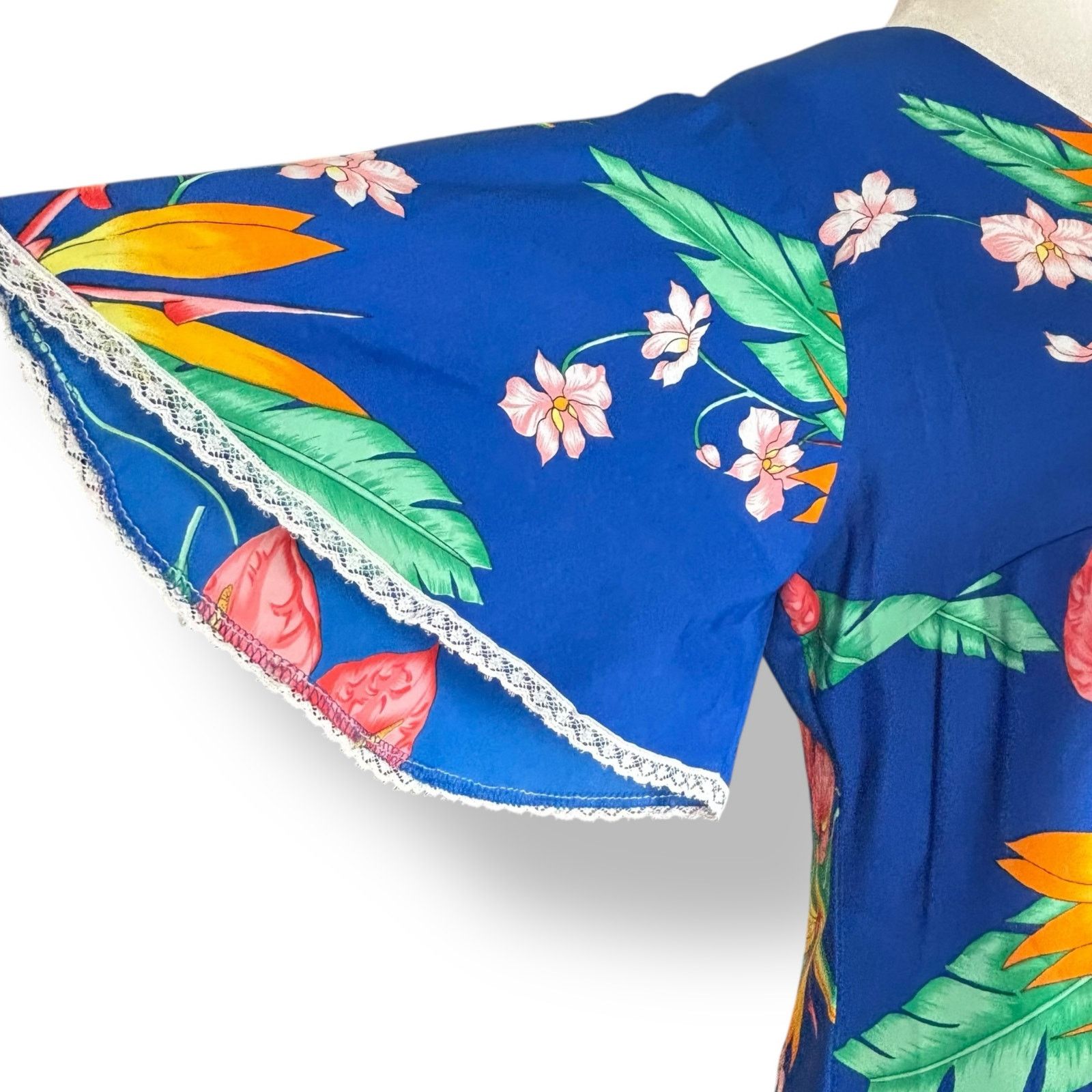 Vintage Vintage Made In Hawaii Maxi Dress Blue Tropical Floral Print Size M / US 6-8 / IT 42-44 - 4 Thumbnail