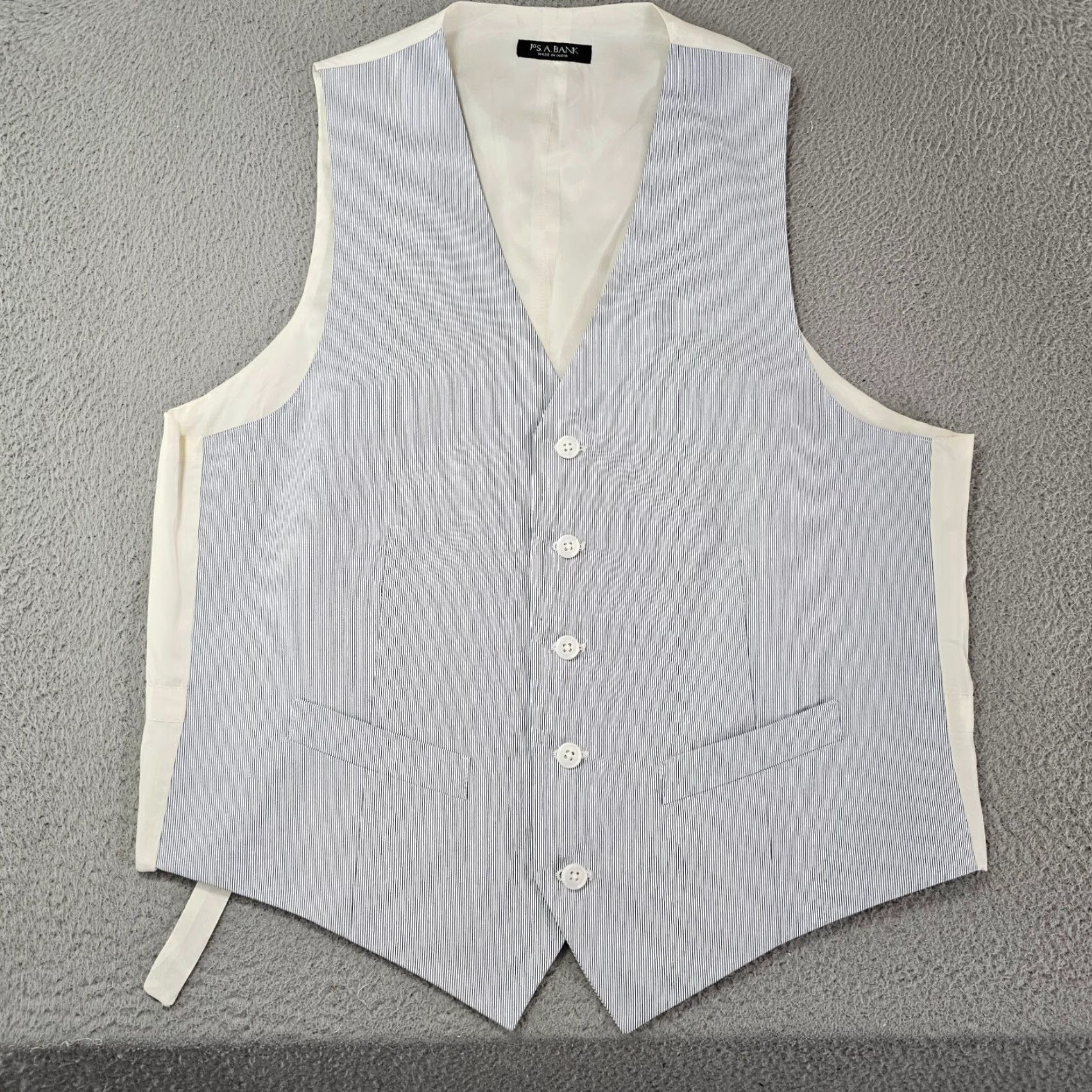 Jos. A. Bank Jos. A. Bank Vest Mens 41L Pinstriped Stretch 5 Button Front Sleeveless Waistcoat Adult Medium Multicolor Striped Vest/Coat Style 1 Piece Mens Size US XS / EU 42 / 0 - 2 Thumbnail