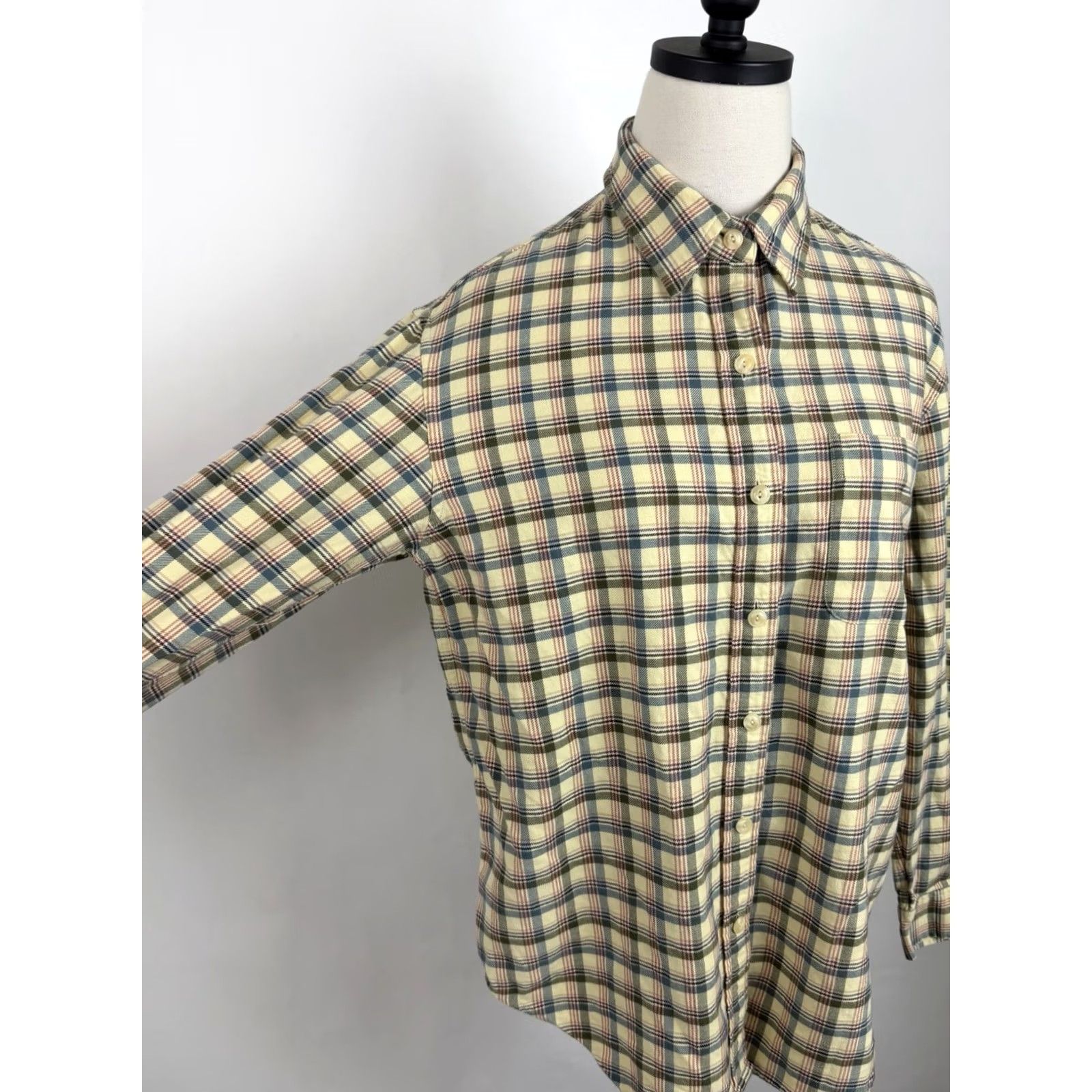 Jones New York VINTAGE Jones New York Shirt Womens Medium Plaid Yellow Cotton Flannel Button-Up 90s Mom Size M / US 6-8 / IT 42-44 - 4 Thumbnail