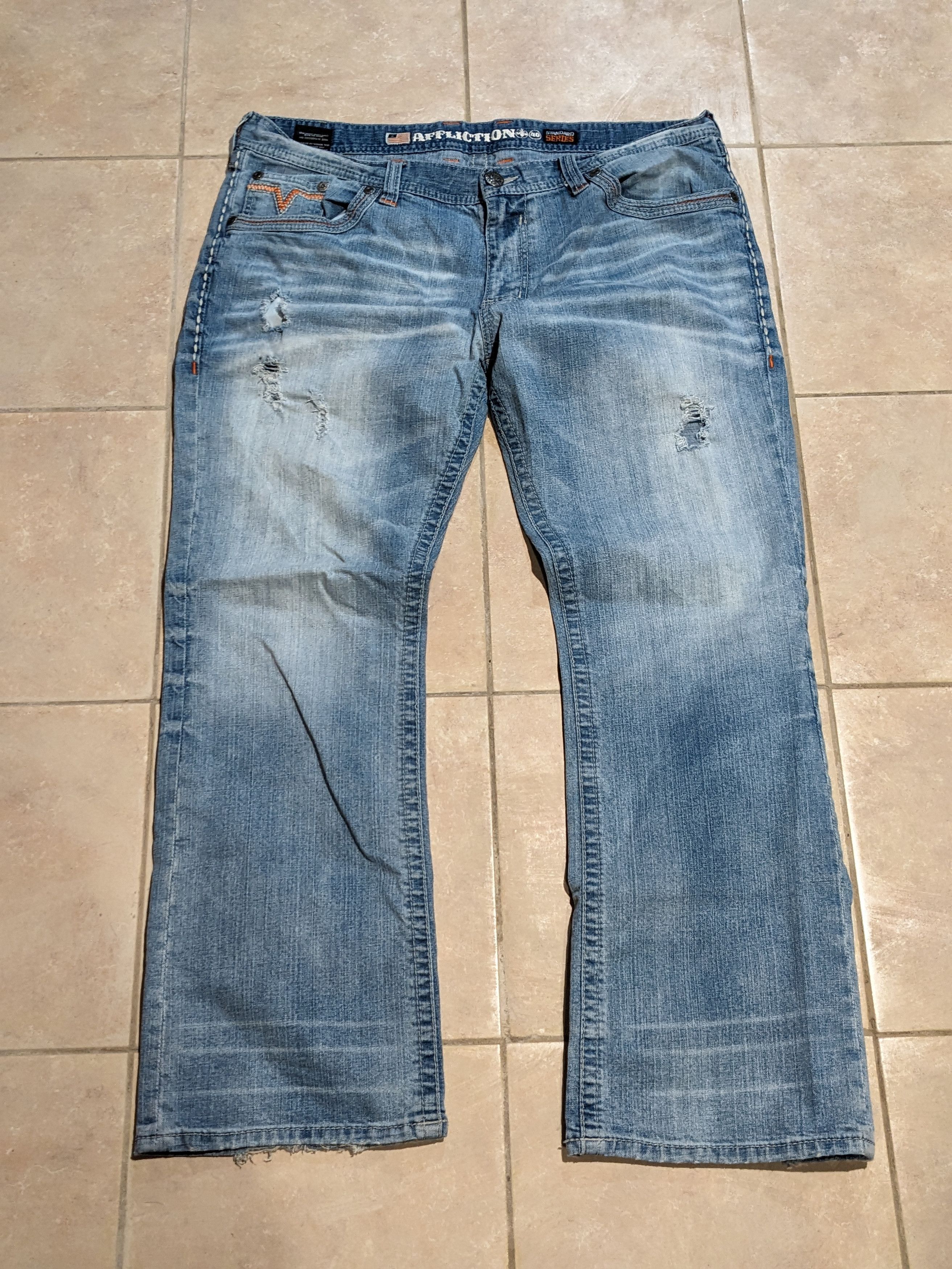 Vintage Y2K Affliction Size 40 Blue Denim Jeans