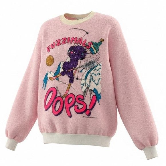 Vintage Vintage 1980 Fuzzimals Pink and Cream Sweatshirt Size M / US 6-8 / IT 42-44 - 1 Thumbnail