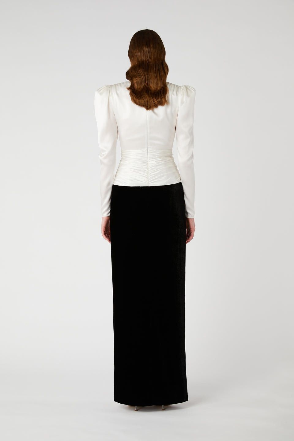 Alessandra Rich o1s22i1n0225 Long Silk & Velvet Dress in Black White Size S / US 4 / IT 40 - 5 Thumbnail