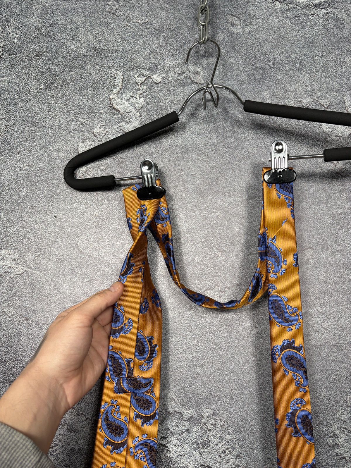 Hermes Seaward and Stearn Orange Paisley Silk Tie Size ONE SIZE - 11 Thumbnail