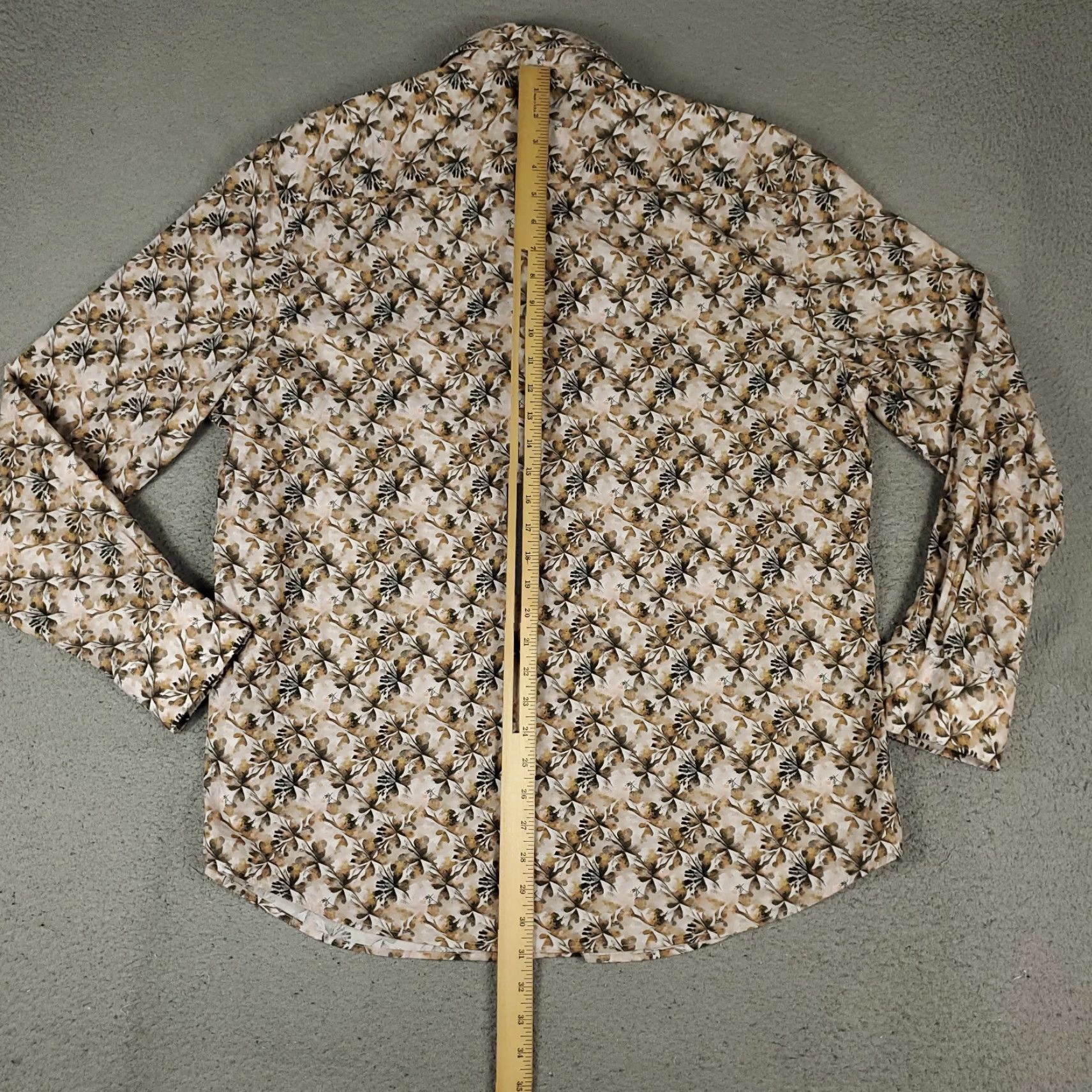 BUGATCHI Bugatchi Uomo Shirt Mens XL Beige Floral Button-Up Long Sleeve Size US XL / EU 56 / 4 - 3 Thumbnail