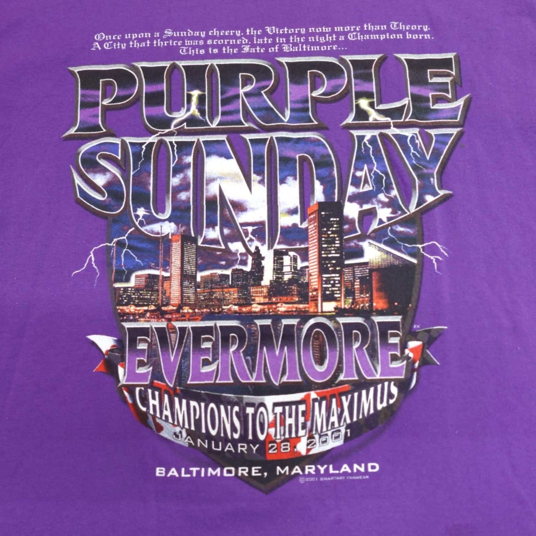 Champion VINTAGE Baltimore Ravens Shirt 2XL Purple Superbowl Champions 2001 Jersey T-Shirt Men Purple Ravens 2001 Boys Mens Size US XXL / EU 58 / 5 - 2 Thumbnail