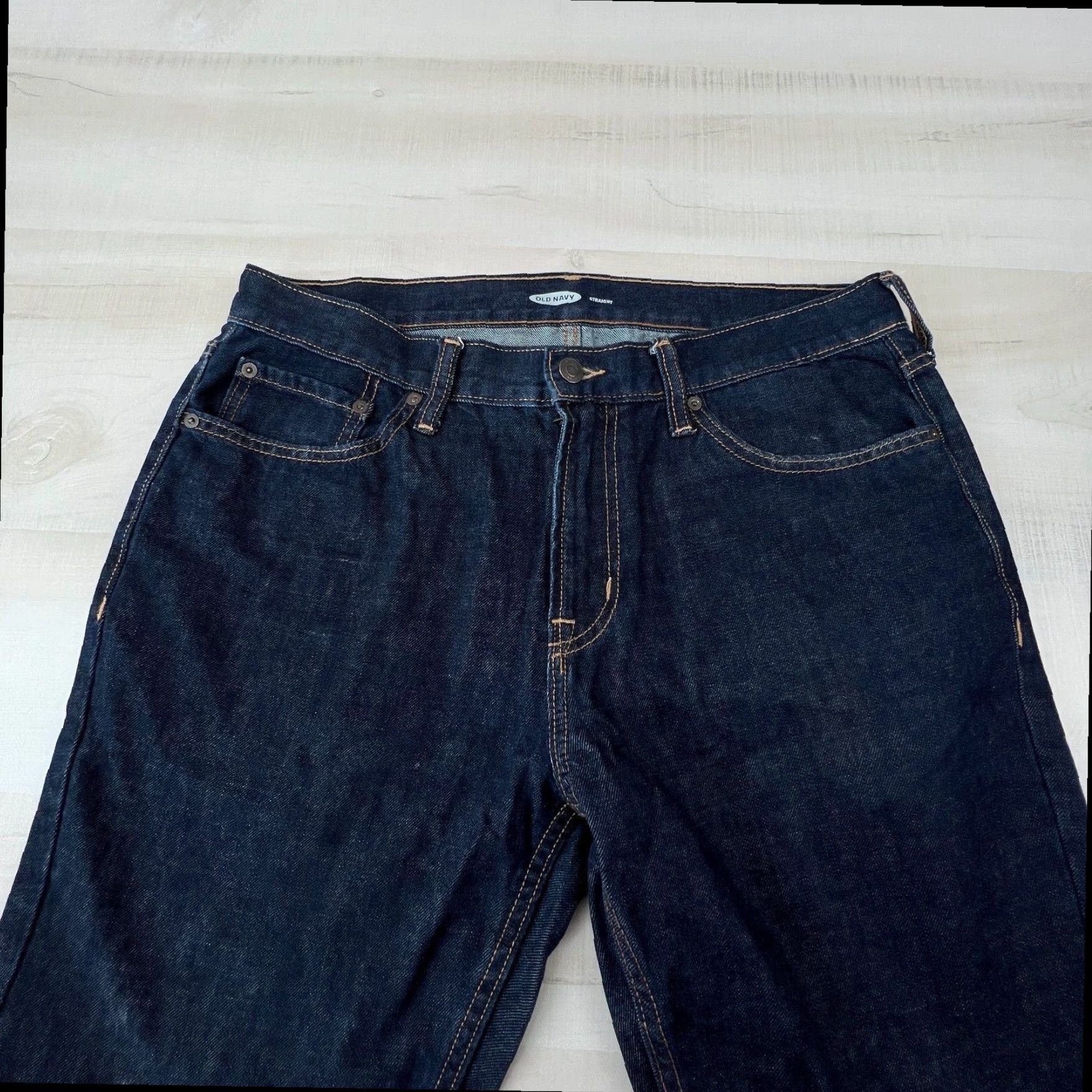 Old Navy Old Navy Mens Dark Blue Straight Jeans 36X31 100% Cotton Size US 34 / EU 50 - 2 Thumbnail