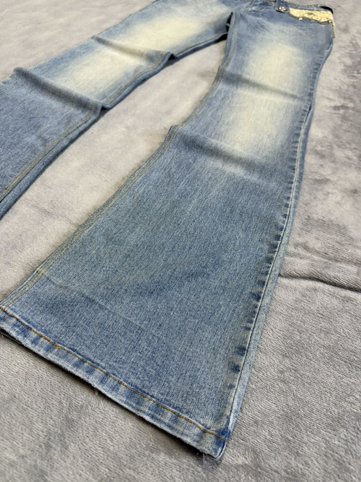Japanese Brand × Vintage Embellished Butterfly Studded Rhinestone Flared Jeans Size 29" - 17 Thumbnail