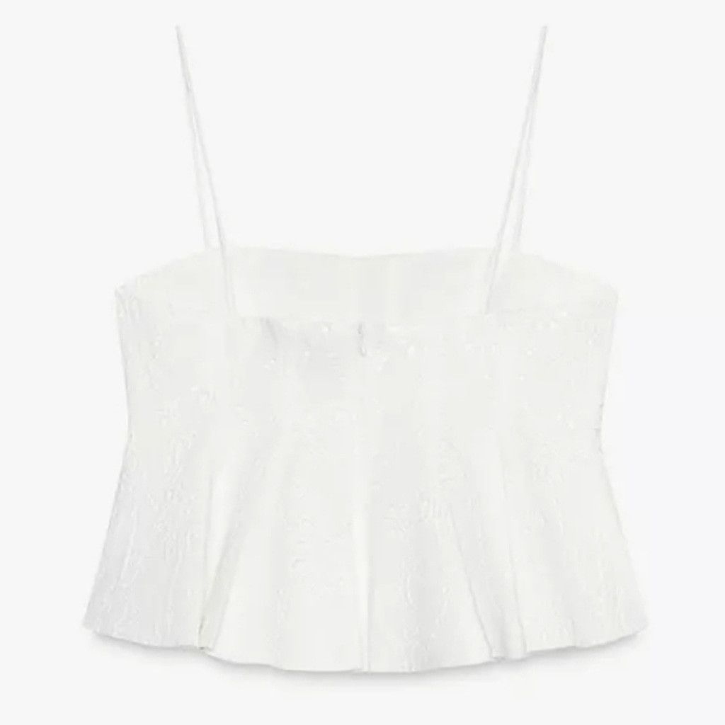 Zara NWT ZARA WOMAN COLLECTION EMBROIDERED GODET TOP Size XS / US 0-2 / IT 36-38 - 12 Thumbnail
