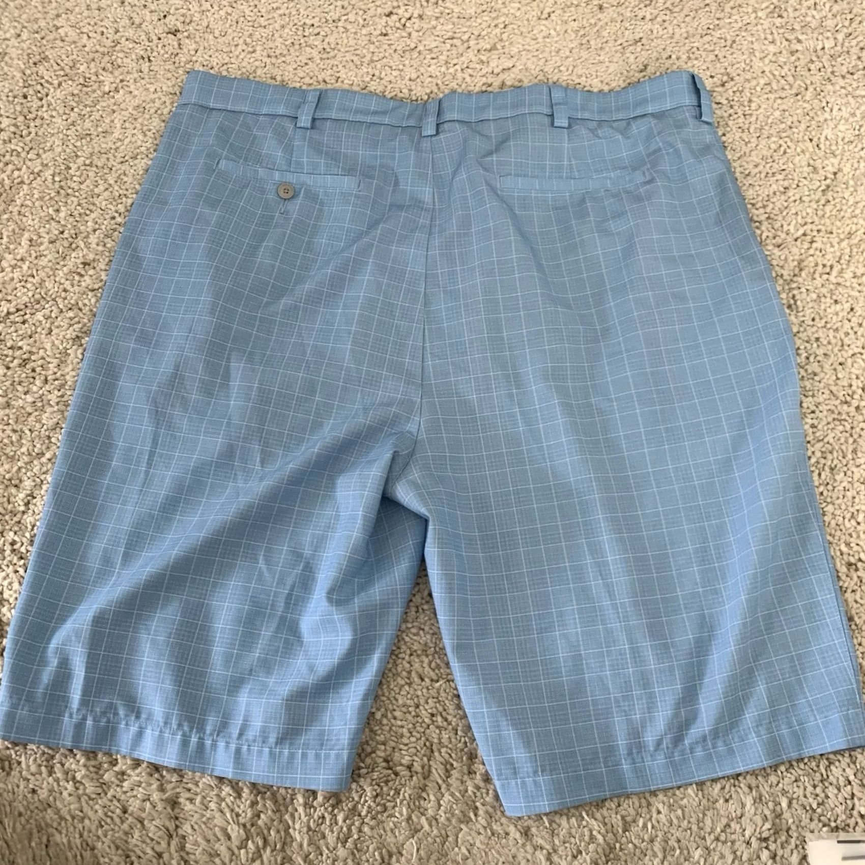 Roundtree & Yorke Roundtree & Yorke Mens Golf Shorts Blue Plaid Flat Front Performance Tall 42 Size US 42 / EU 58 - 3 Thumbnail