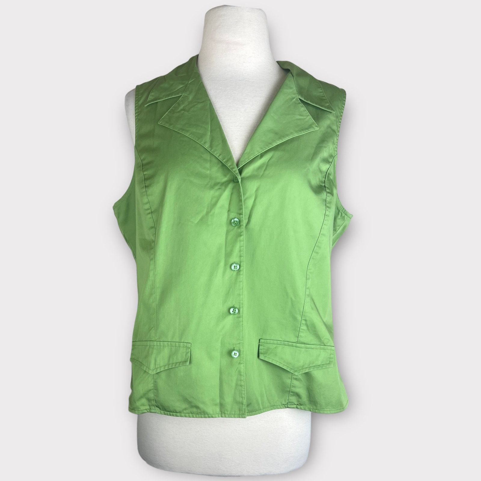 Vintage Talbots Vintage 90s Lime Green Vest Sleeveless Blouse PLUS Size L / US 10 / IT 46 - 7 Thumbnail