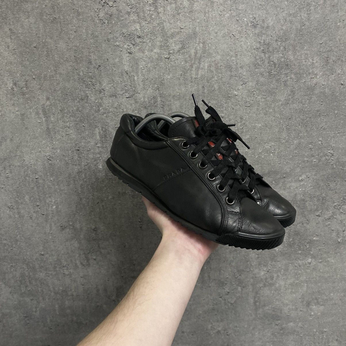 Prada 2000s Prada Black Leather Sneakers Size US 6.5 / EU 39-40 - 4 Thumbnail