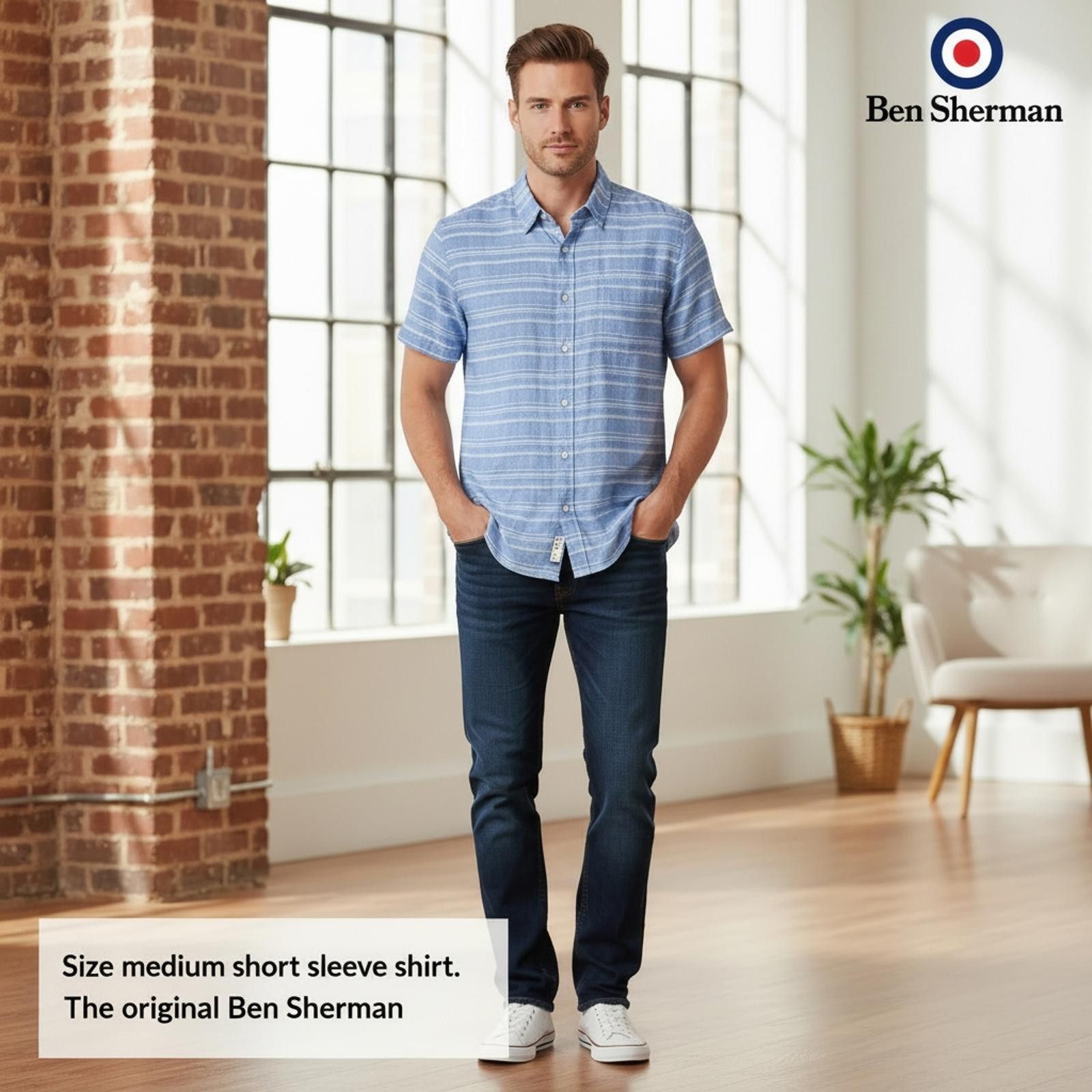 Ben Sherman Ben Sherman Medium Blue Short Sleeve Button-Up Shirt Size US M / EU 48-50 / 2 - 2 Thumbnail