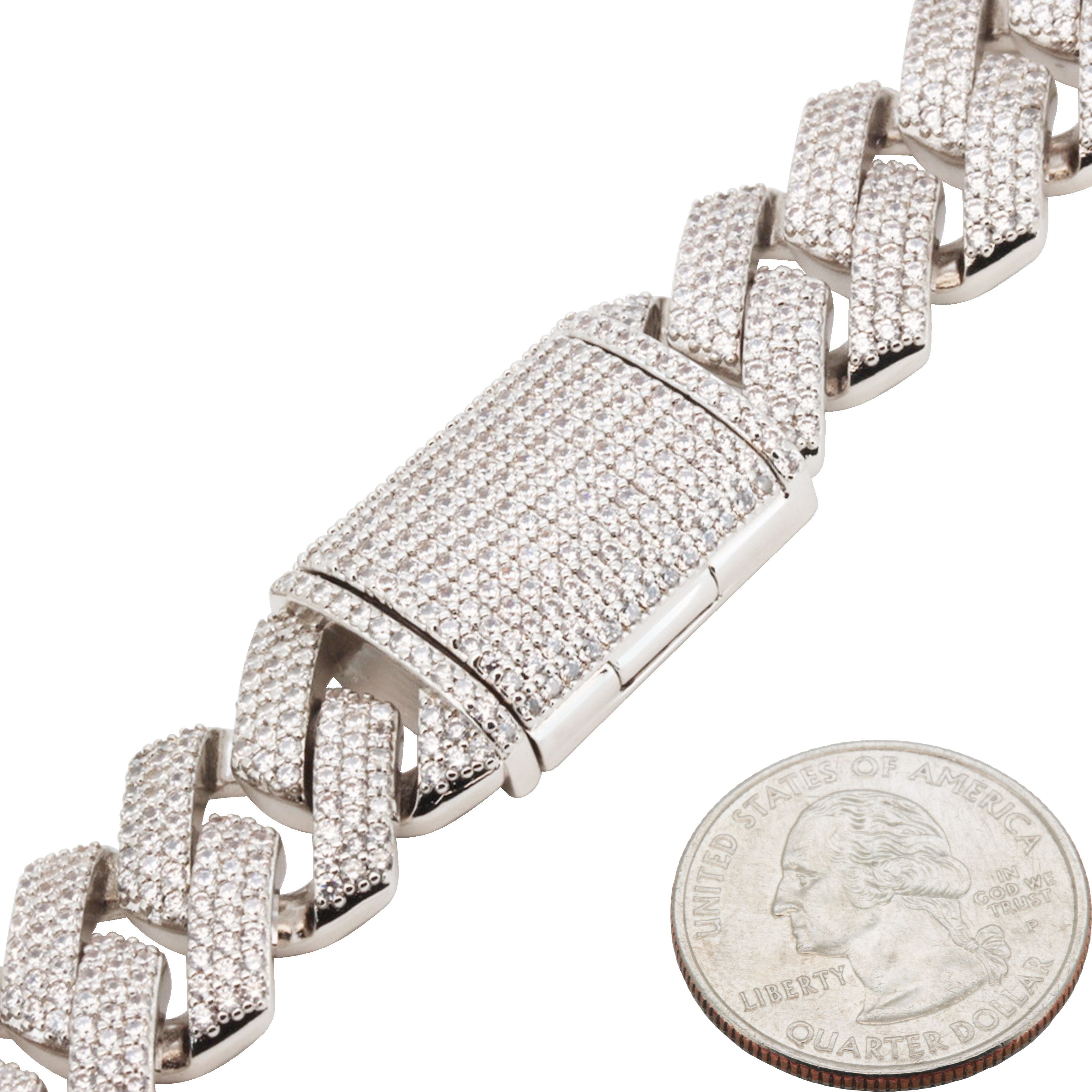 Other 14k White Gold Plated AAA CZ 18mm Cuban Link Bracelet 8.5” Size ONE SIZE - 3 Thumbnail