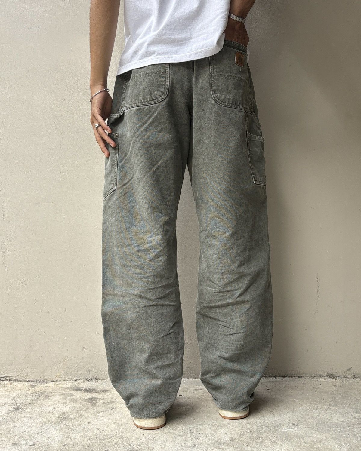 Carhartt Faded MOSS Green Carhartt Double Knee Pants Size US 33 - 7 Thumbnail