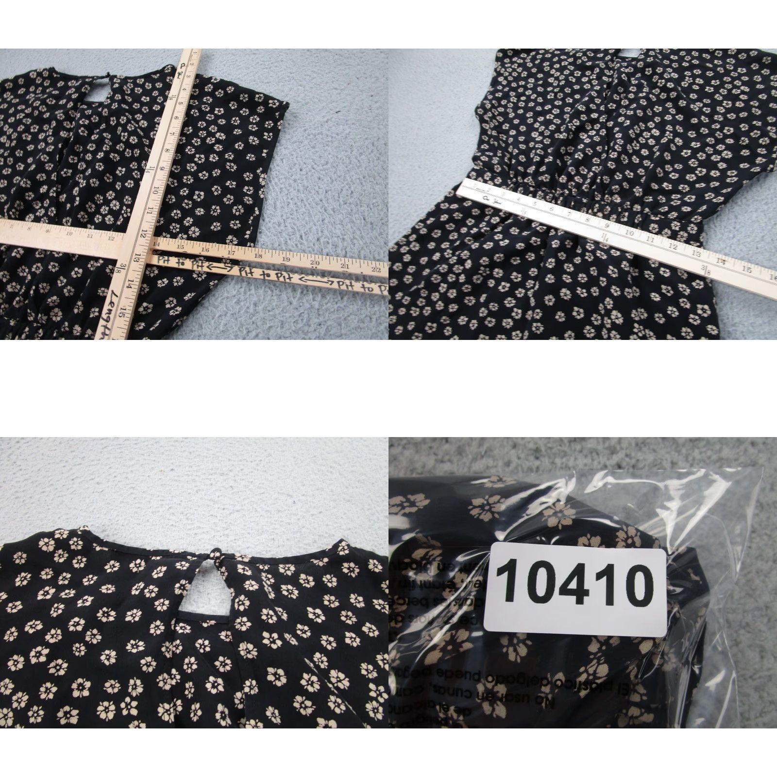 Madewell Madewell Silk Dress Womens 00 Black Floral Elastic Waist Prairie Western Boho Dress Size XXS / US 00 / IT 34 - 8 Thumbnail