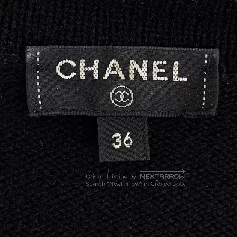 Chanel Chanel Black striped cashmere round-neck single-breasted l Size XS / US 0-2 / IT 36-38 - 6 Thumbnail