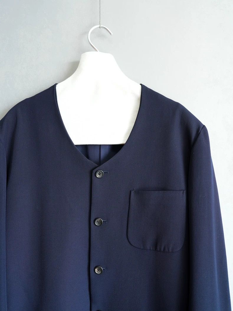 Yohji Yamamoto Yohji Yamamoto90SS Navy Blue Collarless Fleece Jacket 2503- Size US M / EU 48-50 / 2 - 5 Thumbnail