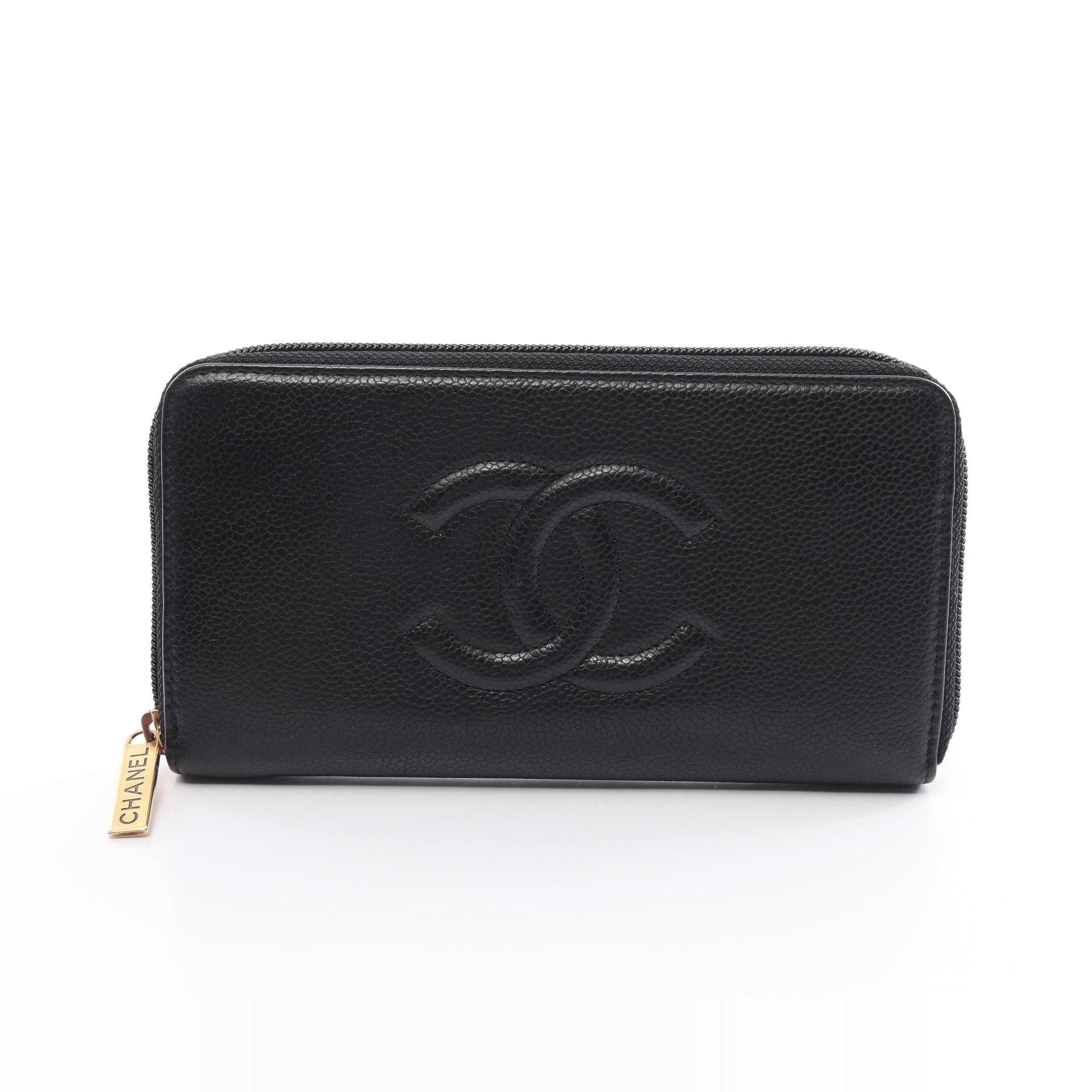 Chanel Chanel Coco Mark Round Zipper Long Wallet Caviar Skin Black Gold Hardware Size ONE SIZE - 1 Thumbnail