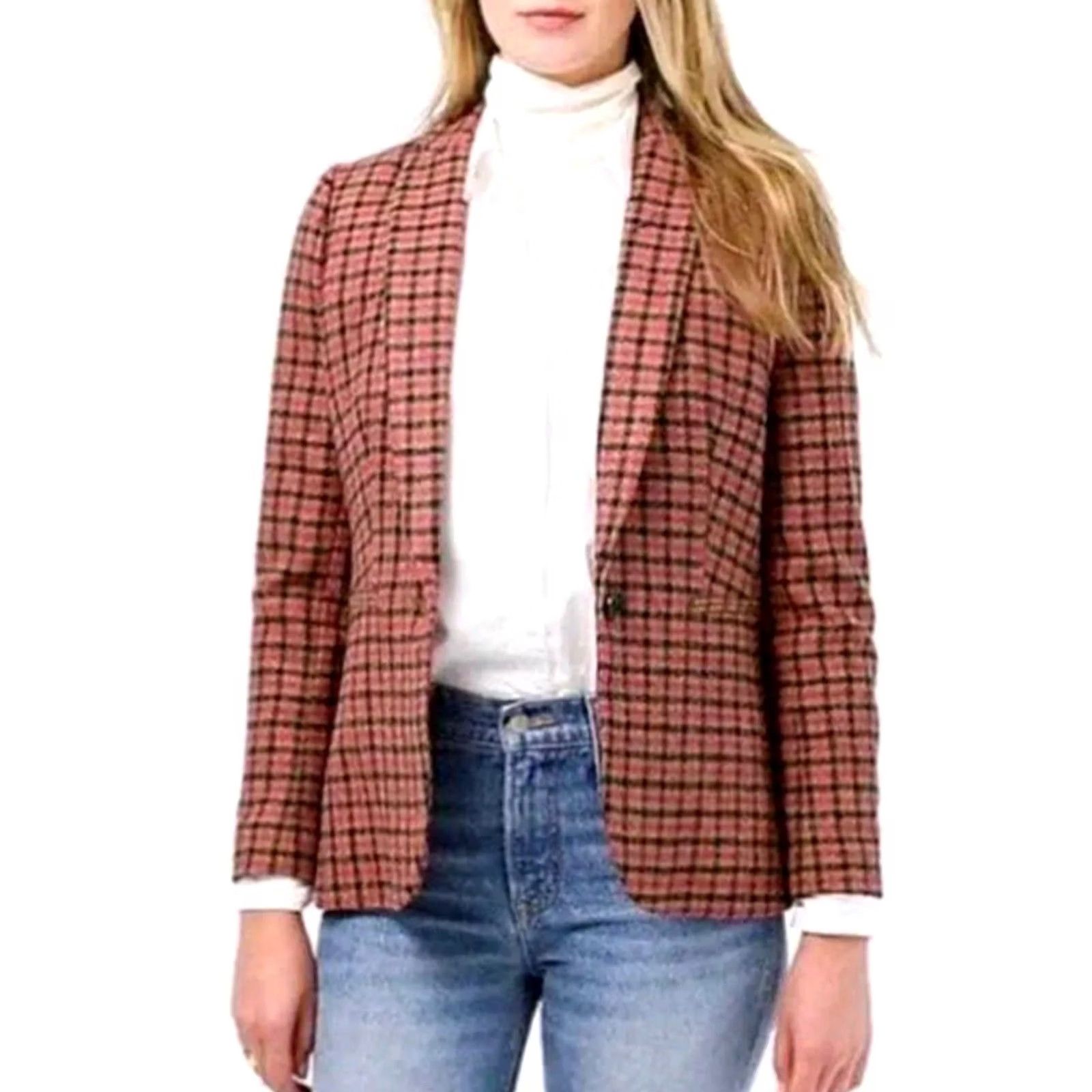 J.Crew J. Crew Parke Plaid English Moon Houndstooth 100% Wool Blazer Jacket Women's 14 Size XL / US 12-14 / IT 48-50 - 3 Thumbnail