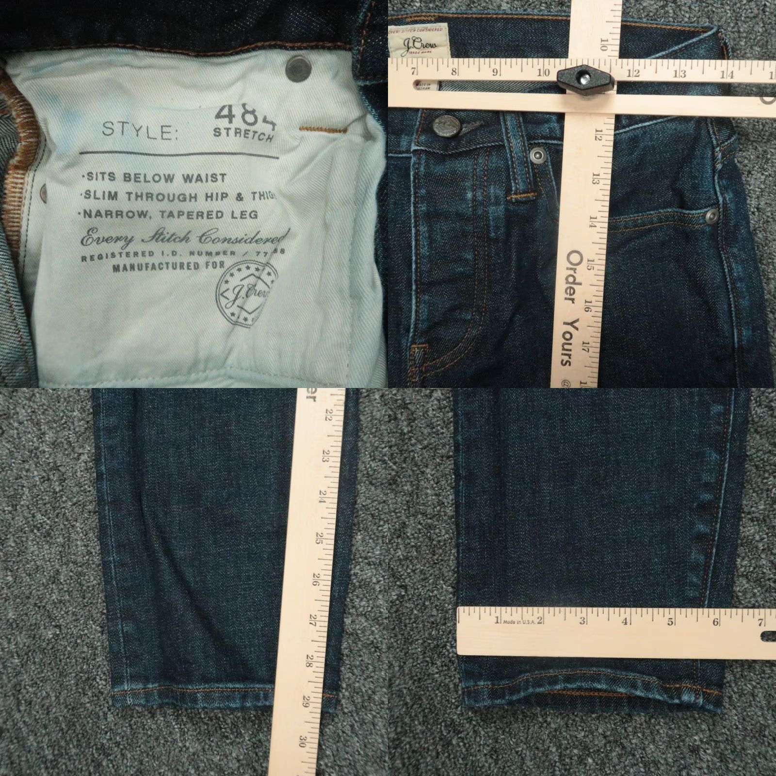 J.Crew VINTAGE J.CREW Jeans Men 28x30 Denim Slim Fit 5-Pocket Blue Casual Straight Size US 28 / EU 44 - 8 Thumbnail