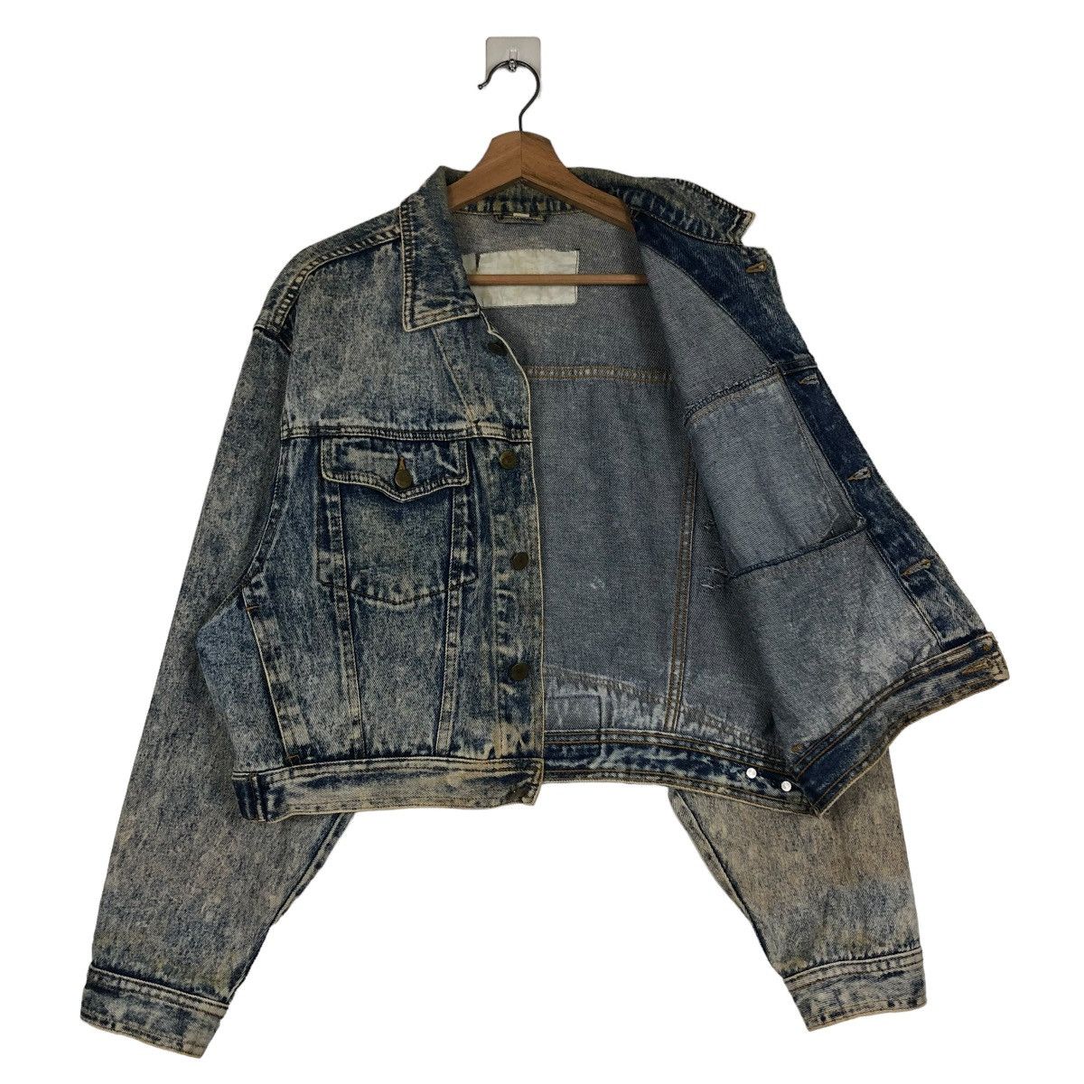 Japanese Brand 🔥CROPPED ACID WASH BIKER JACKET DENIM TEAM LISCH JAPAN Size US M / EU 48-50 / 2 - 13 Thumbnail
