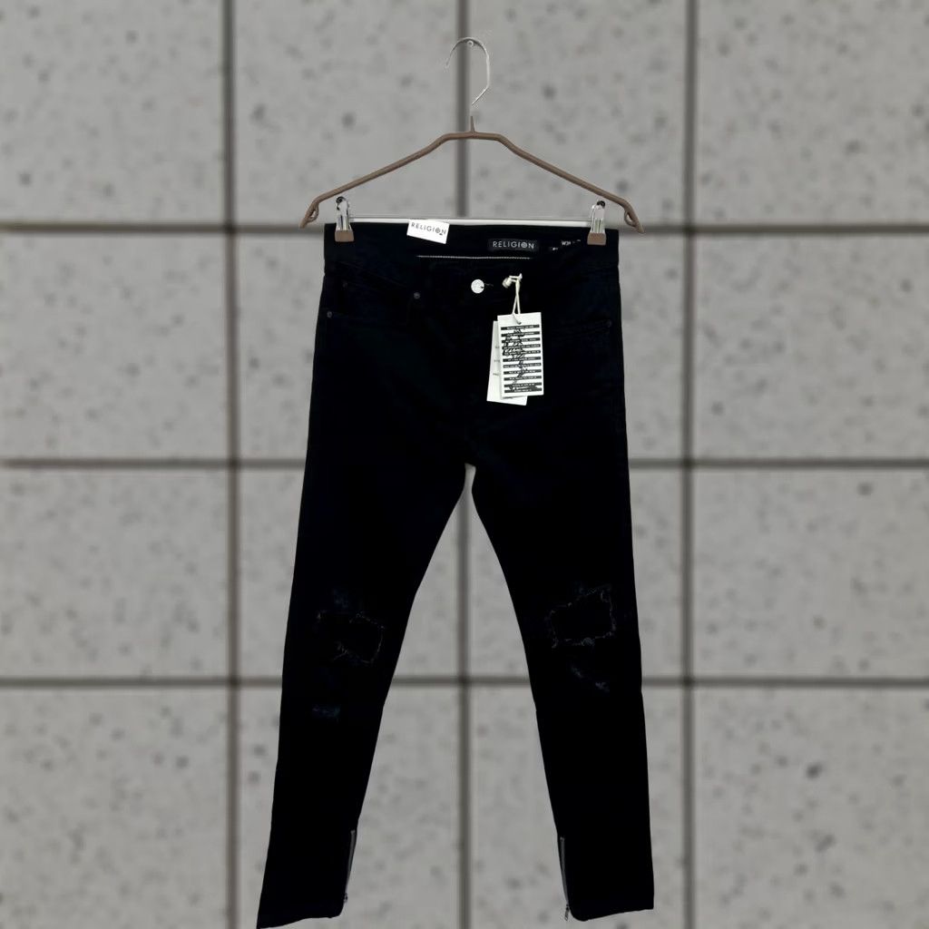 Vintage Religion Jeans Black Super Slim Fit Mens 31x32 Denim Pants Slimming Style Jeans Mens Black 31x32 Size US 31 - 1 Thumbnail