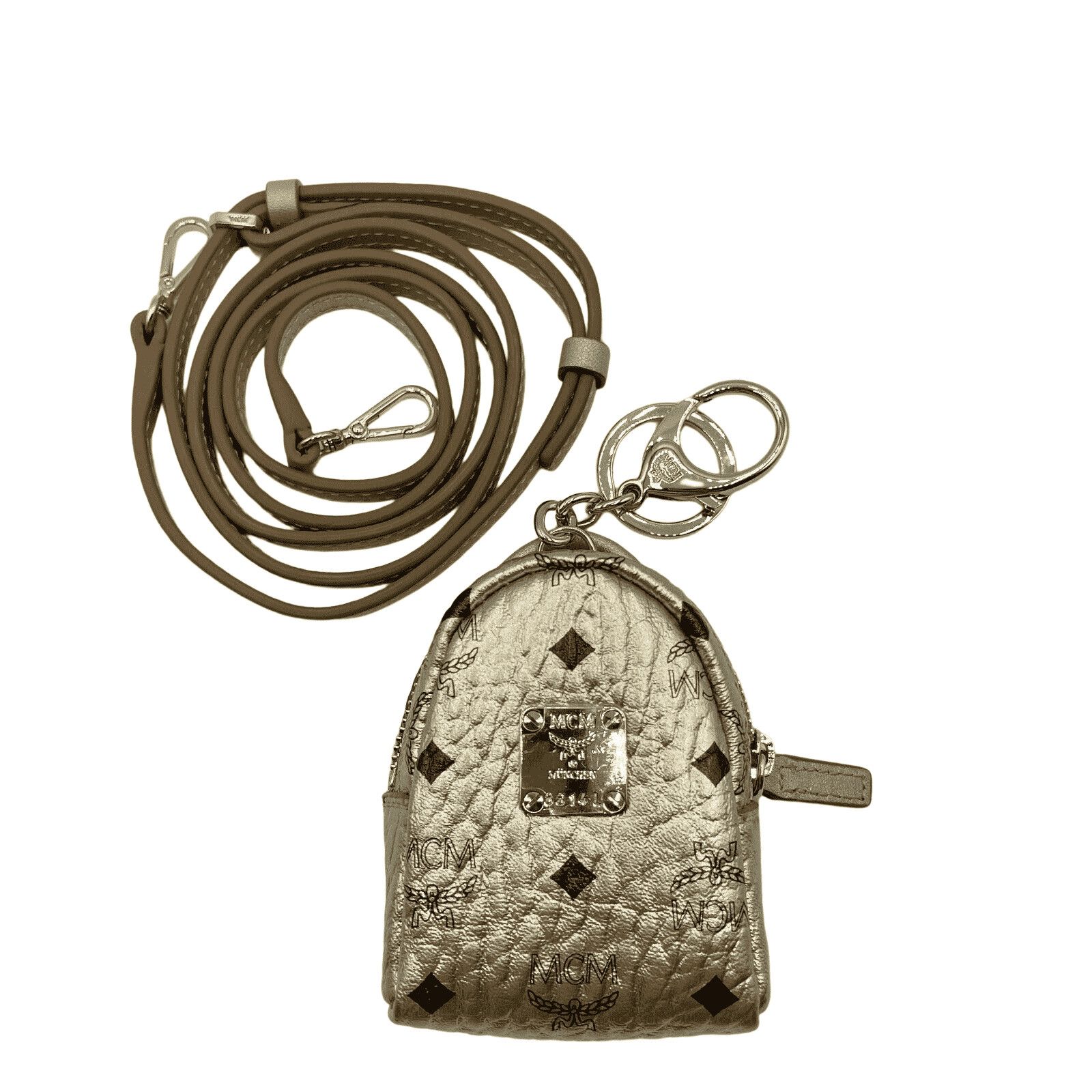 Women's Berlin Gold Visetos Crossbody Mini Bag Charm Key
