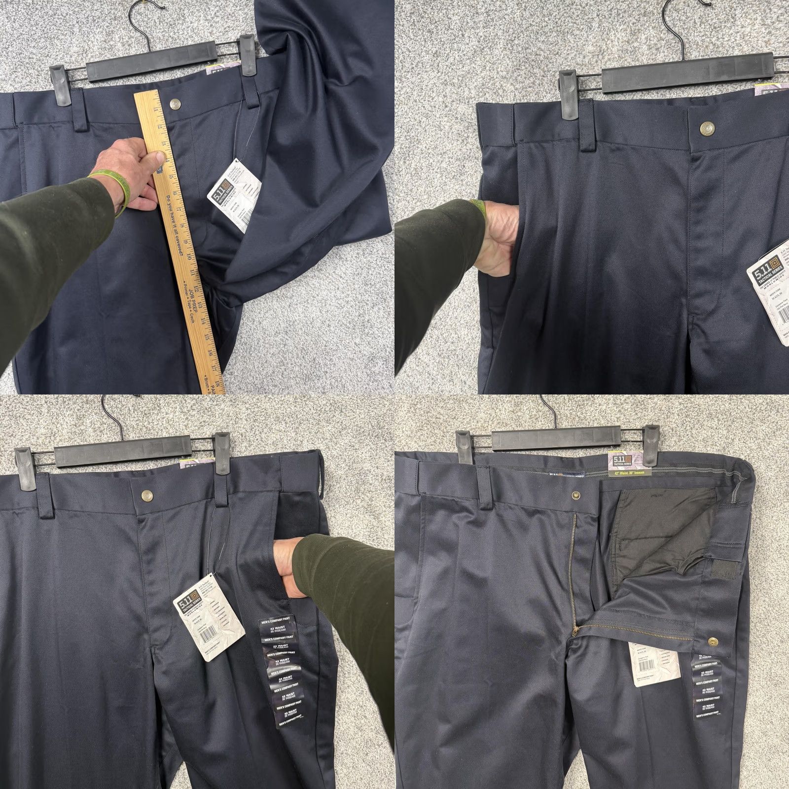 Vintage 5.11 Tactical Series Pants Mens 42x30 Blue Workwear Uniform Cotton Twill Dress Pants Flat Front Zip Fly Pockets Slah Front Mens Size US 42 / EU 58 - 8 Thumbnail