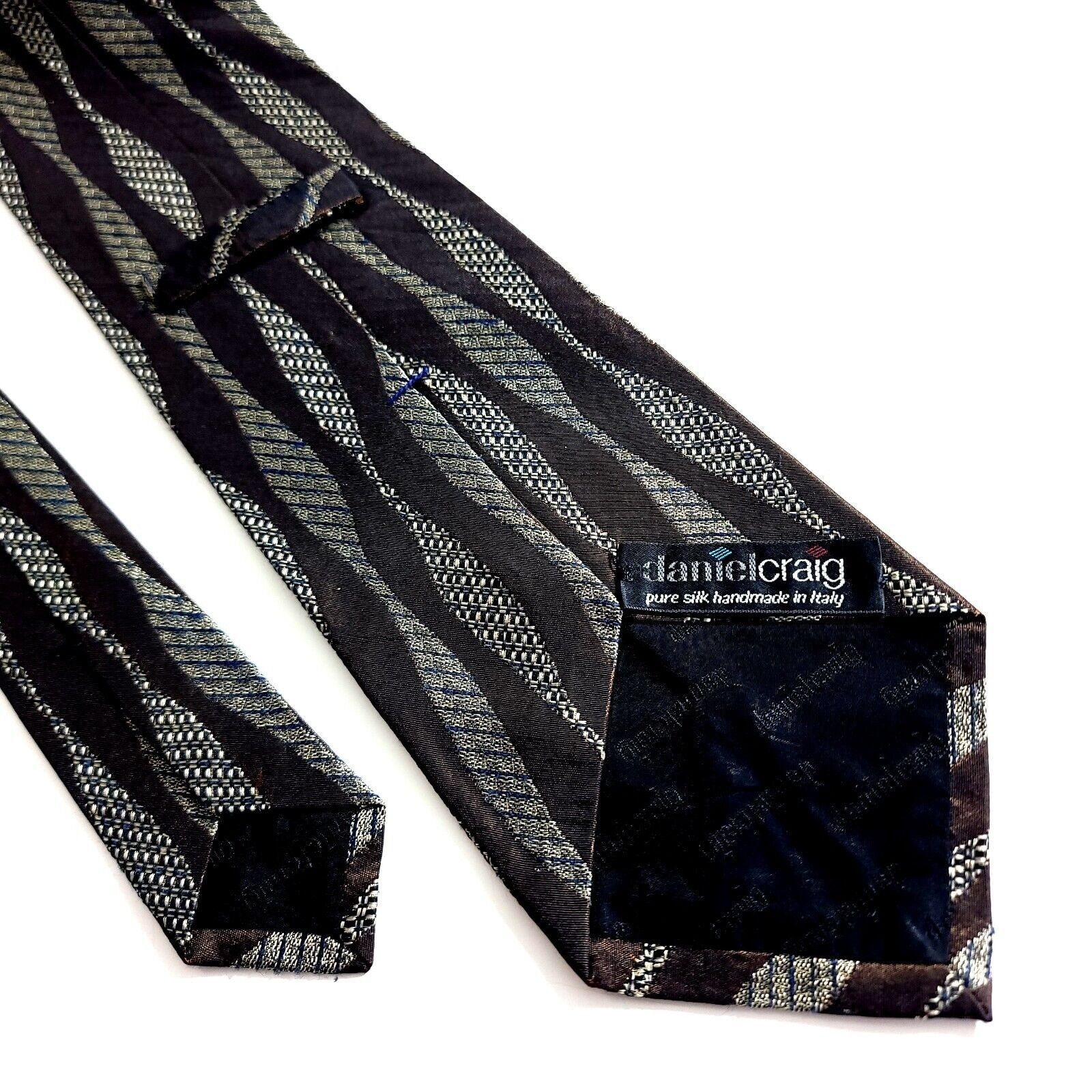 Designer Daniel Craig Brown Gray Metallic Woven Abstract Wide Silk Ti Size ONE SIZE - 4 Thumbnail