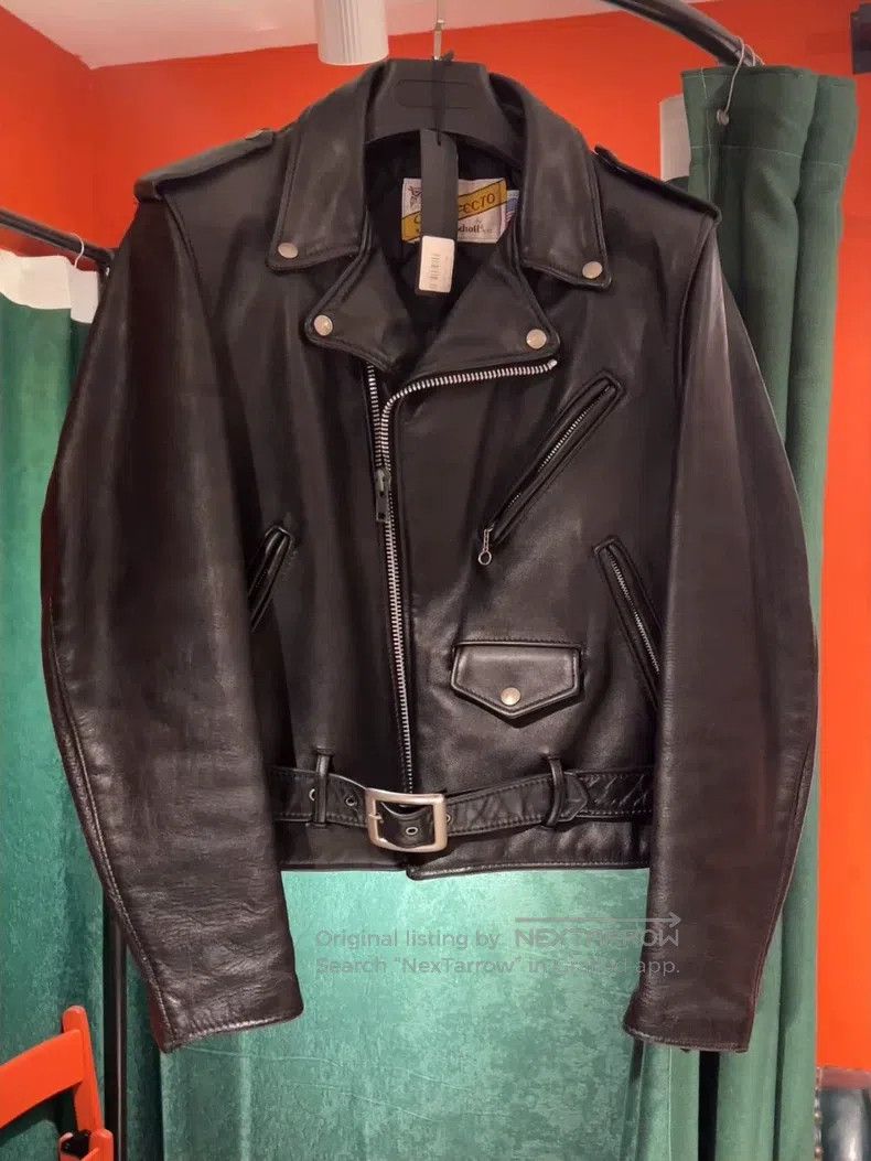 Schott Schott Pre-Owned Leather Jacket 618 Diagonal Zipper Rider Size US XS / EU 42 / 0 - 1 Thumbnail