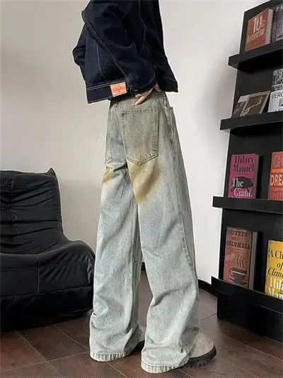 Japanese Brand Retro loose wide leg dirty dyed jeans Size US 32 / EU 48 - 3 Thumbnail