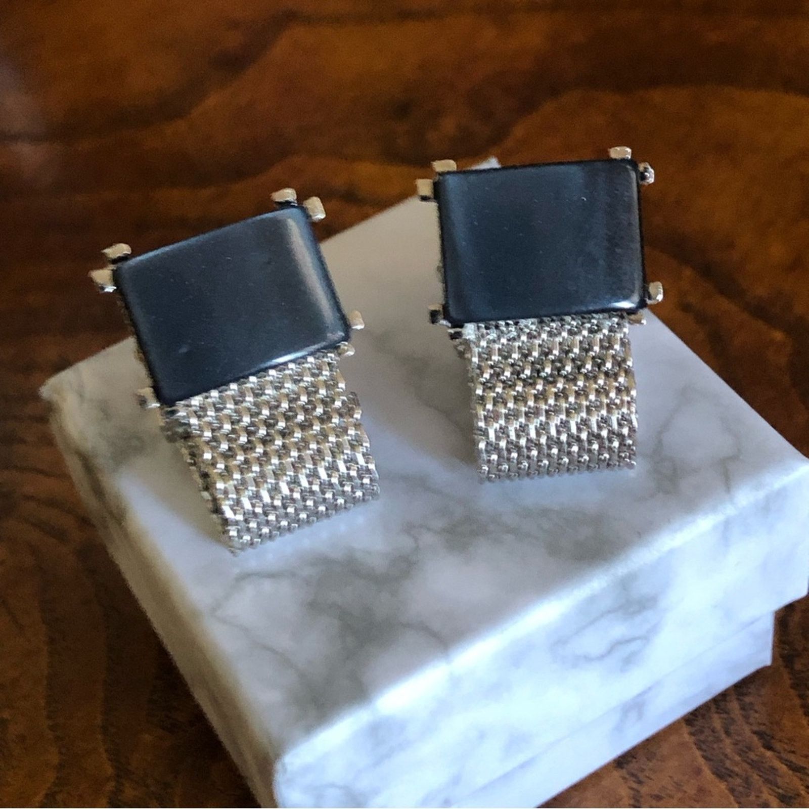 Vintage Vintage Swank hematite silver mesh wrap style cuff links Size ONE SIZE - 1 Thumbnail