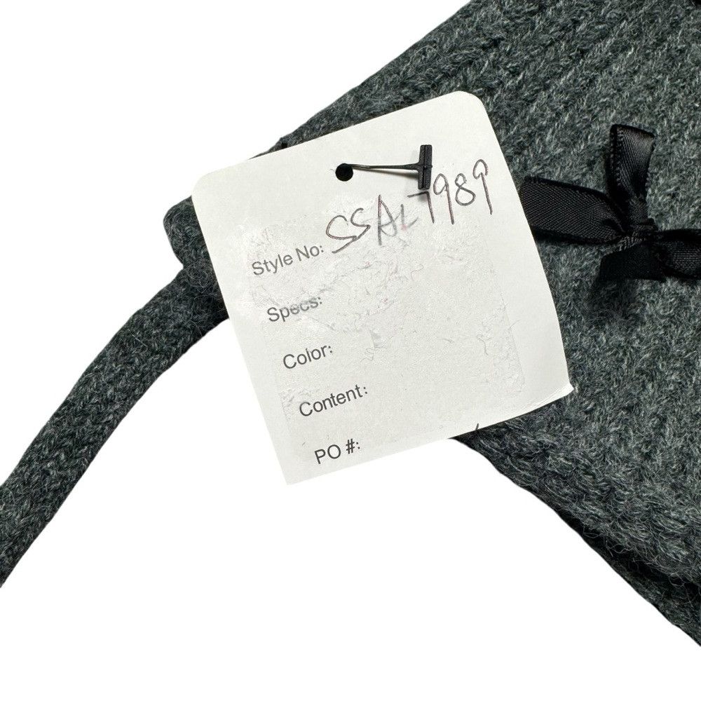 Other New Gray Knit Bucket Hat With Black Bows and Ties Size ONE SIZE - 5 Thumbnail