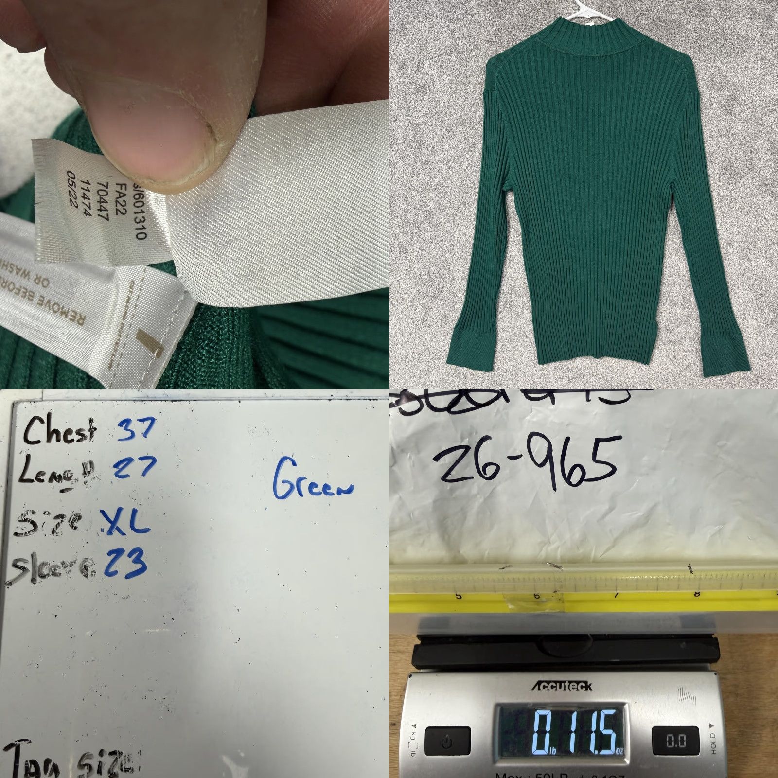 Loft LOFT Sweater Women's XL Green Mock Neck Ribbed Knit Minimalist Cozy Layering Size XL / US 12-14 / IT 48-50 - 8 Thumbnail