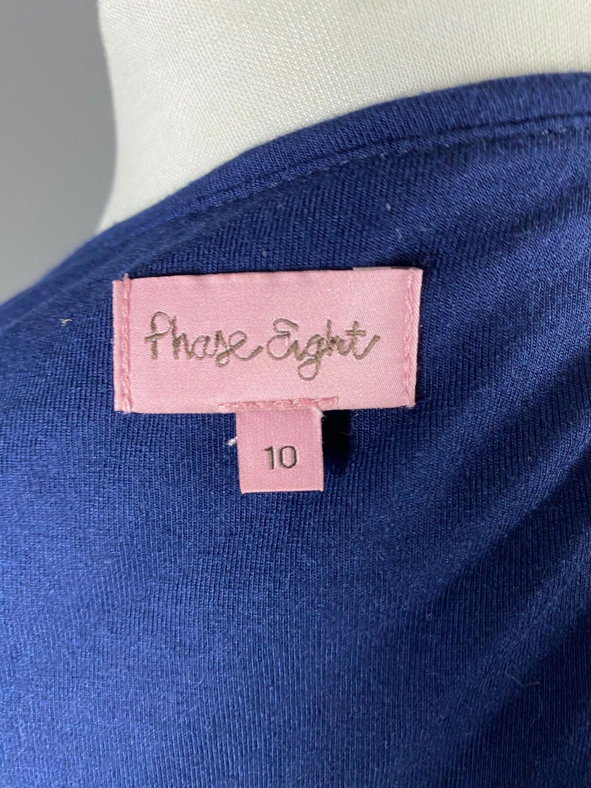 Designer Phase Eight Navy Blue V-Neck 3/4 Sleeve A-Line Dress Size 10 Size L / US 10 / IT 46 - 9 Thumbnail