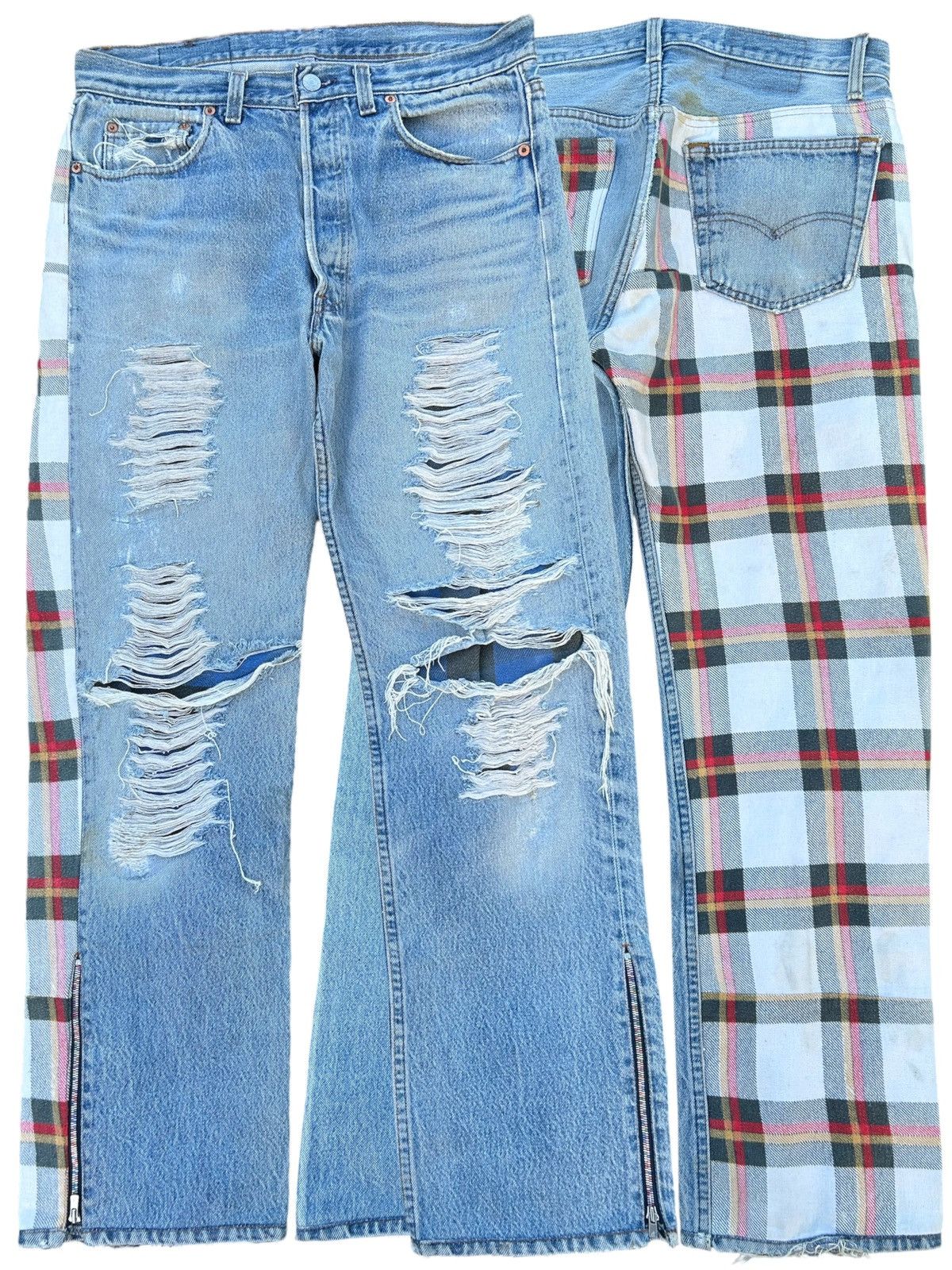 Kapital × Levi's × Vintage Vintage THRASHED Levi's Reconstructed Repair Denim Jeans ☠️ Size US 33 - 1 Thumbnail