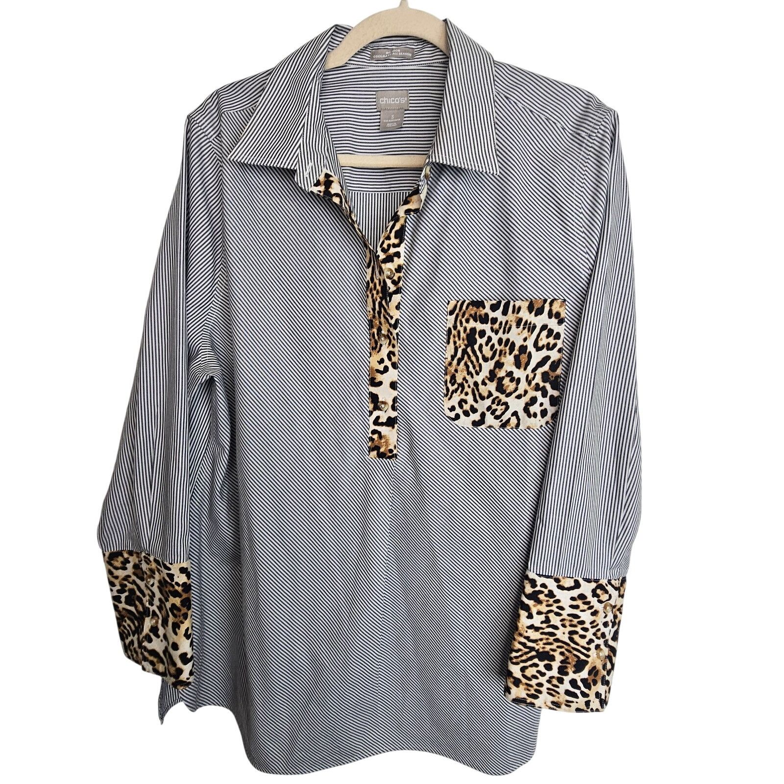 Chicos Chicos Tunic Top Coolmax All Season Striped Leopard 16/18 Size XXL / US 16-18 / IT 52-54 - 1 Thumbnail