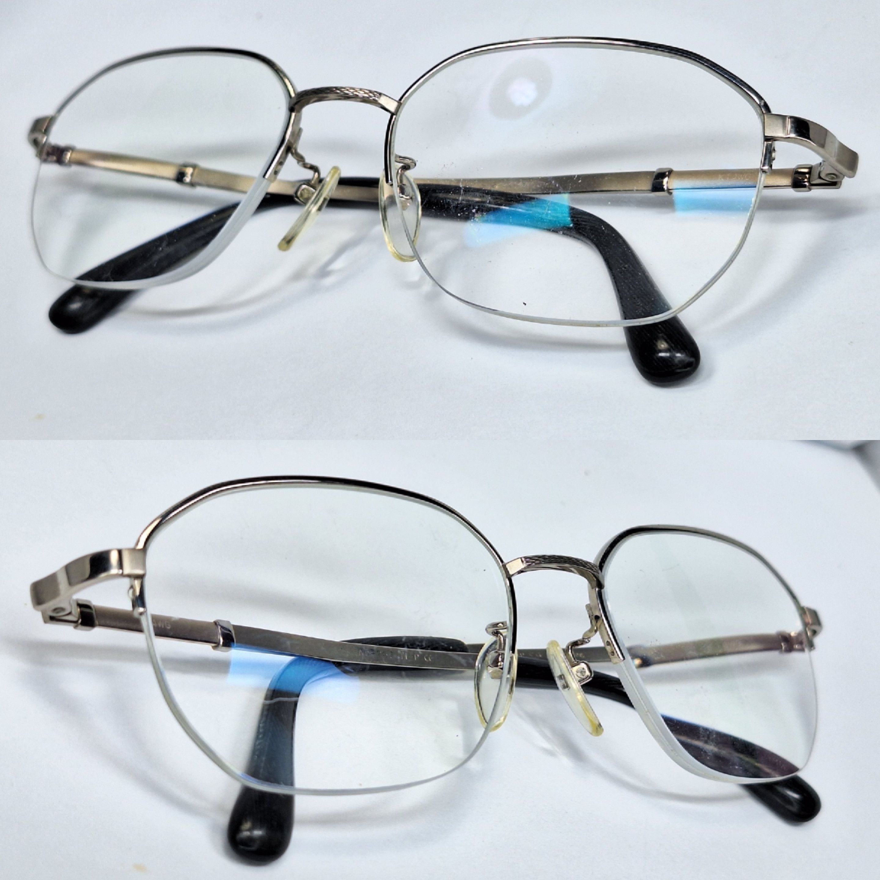 Vintage K14WG 14K White Gold Pure Titanium Glasses Japan Half-Rim Size ONE SIZE - 8 Thumbnail