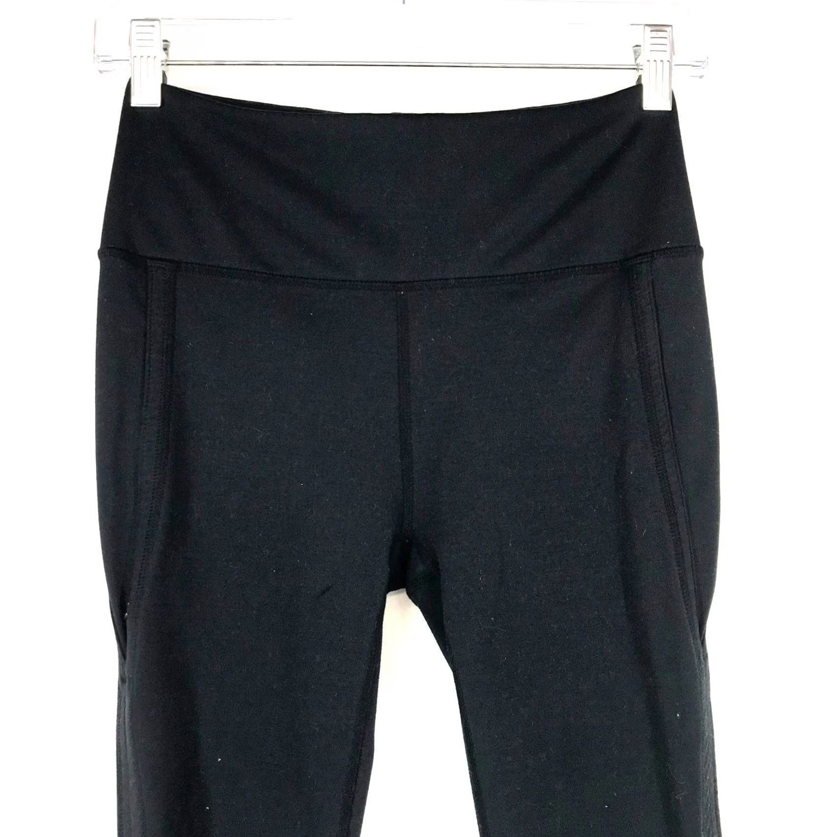 Free People FREE PEOPLE WOMEN'S SMALL BLACK ELASTIC WAIST STRETCH LEGGINGS PANTS Size 28" / US 6 / IT 42 - 2 Thumbnail