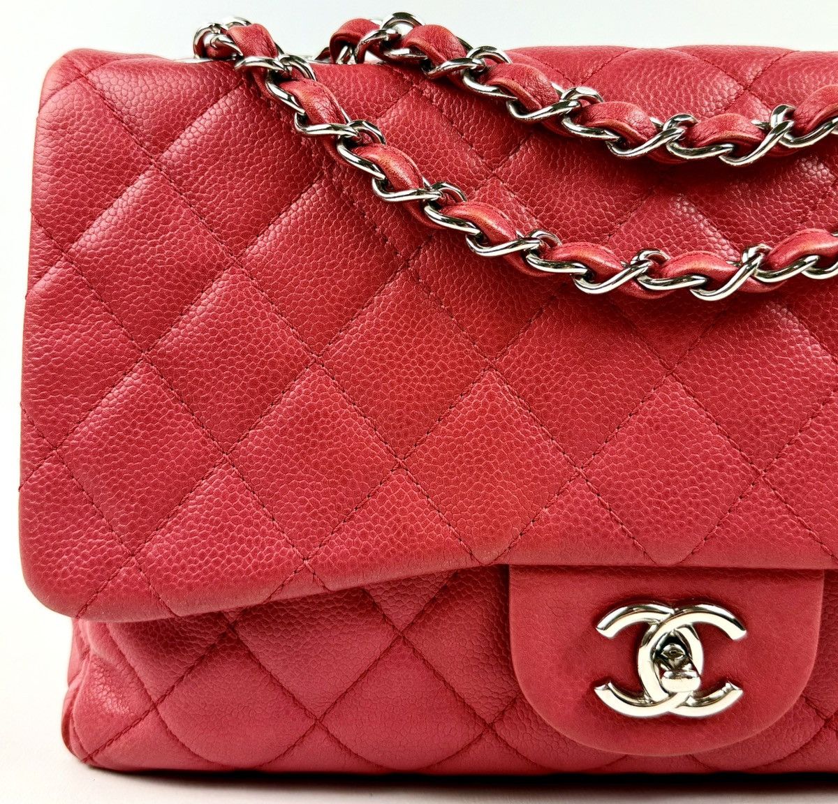 Chanel Chanel - Karl - 2008 - Raspberry Red - Caviar - Jumbo - Flap Size ONE SIZE - 5 Thumbnail