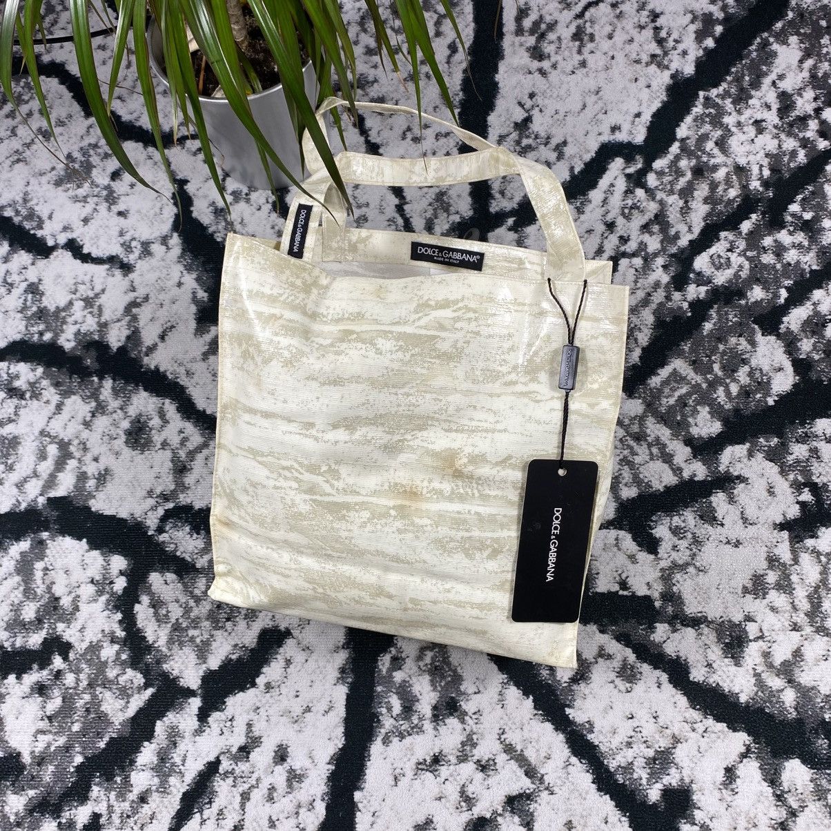 Dolce Gabbana Pvc Tote Shopper Bag Hand Bag Y2K in Beige, Men's