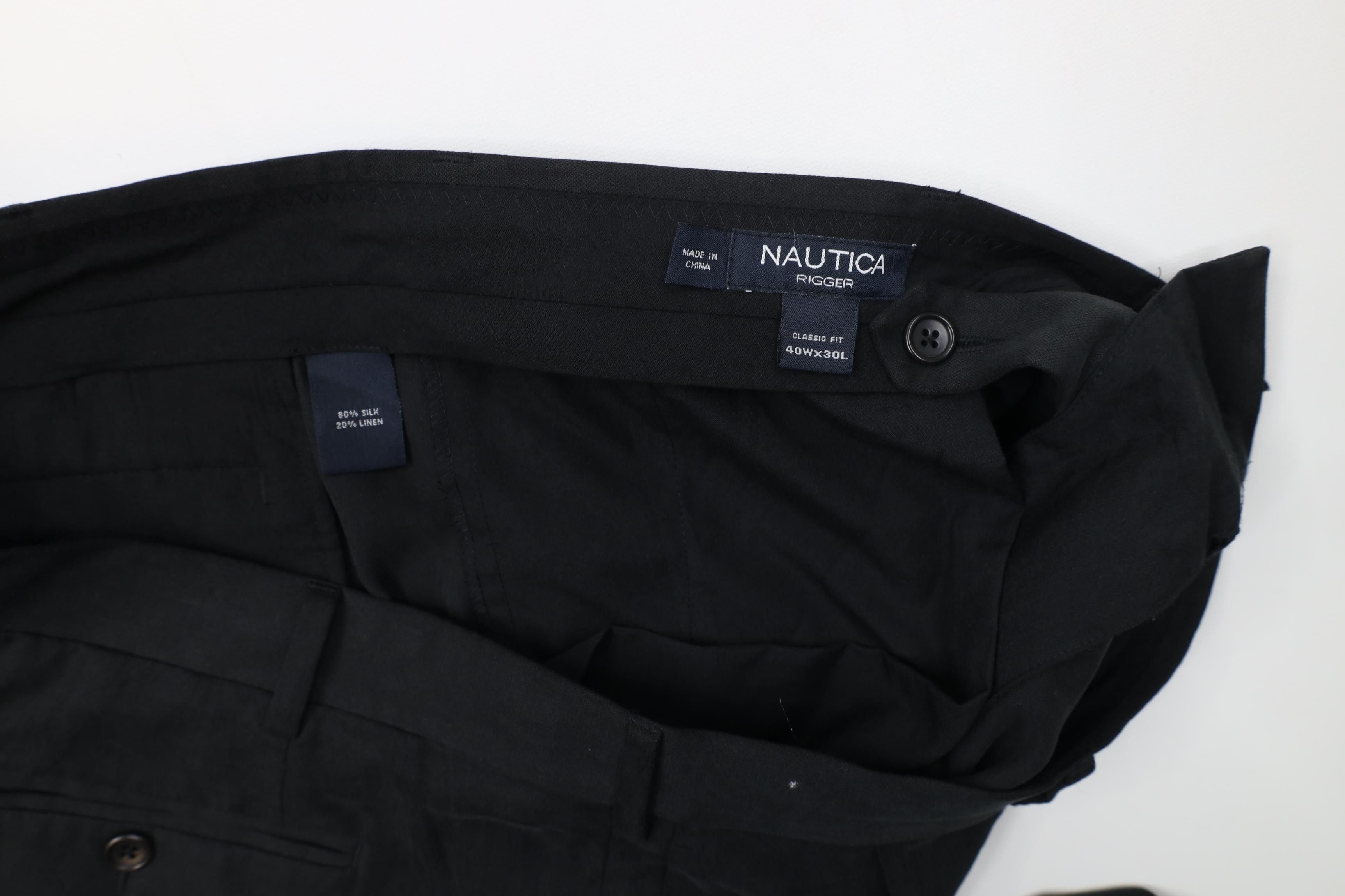 Nautica Vintage 90s Nautica Rigger Linen Wide Leg Chino Pants Black Size US 40 / EU 56 - 8 Thumbnail