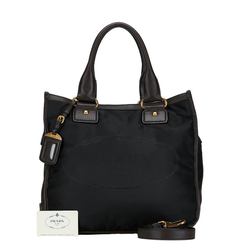 Prada Prada Prada Nylon Leather Triangle Logo Plate Handbag Canvas Handbag in Very Good Condition Size ONE SIZE - 1 Thumbnail